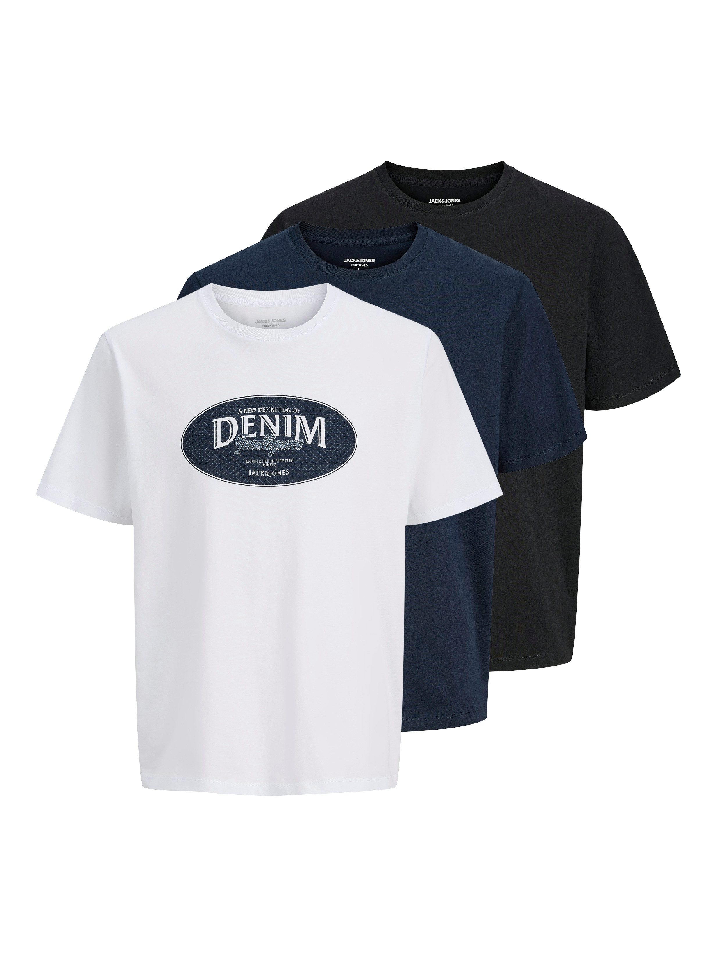 Jack & Jones T-Shirt JJEDOVER DENIM TEE SS O-NECK 3PK MP (Packung, 3-tlg) günstig online kaufen