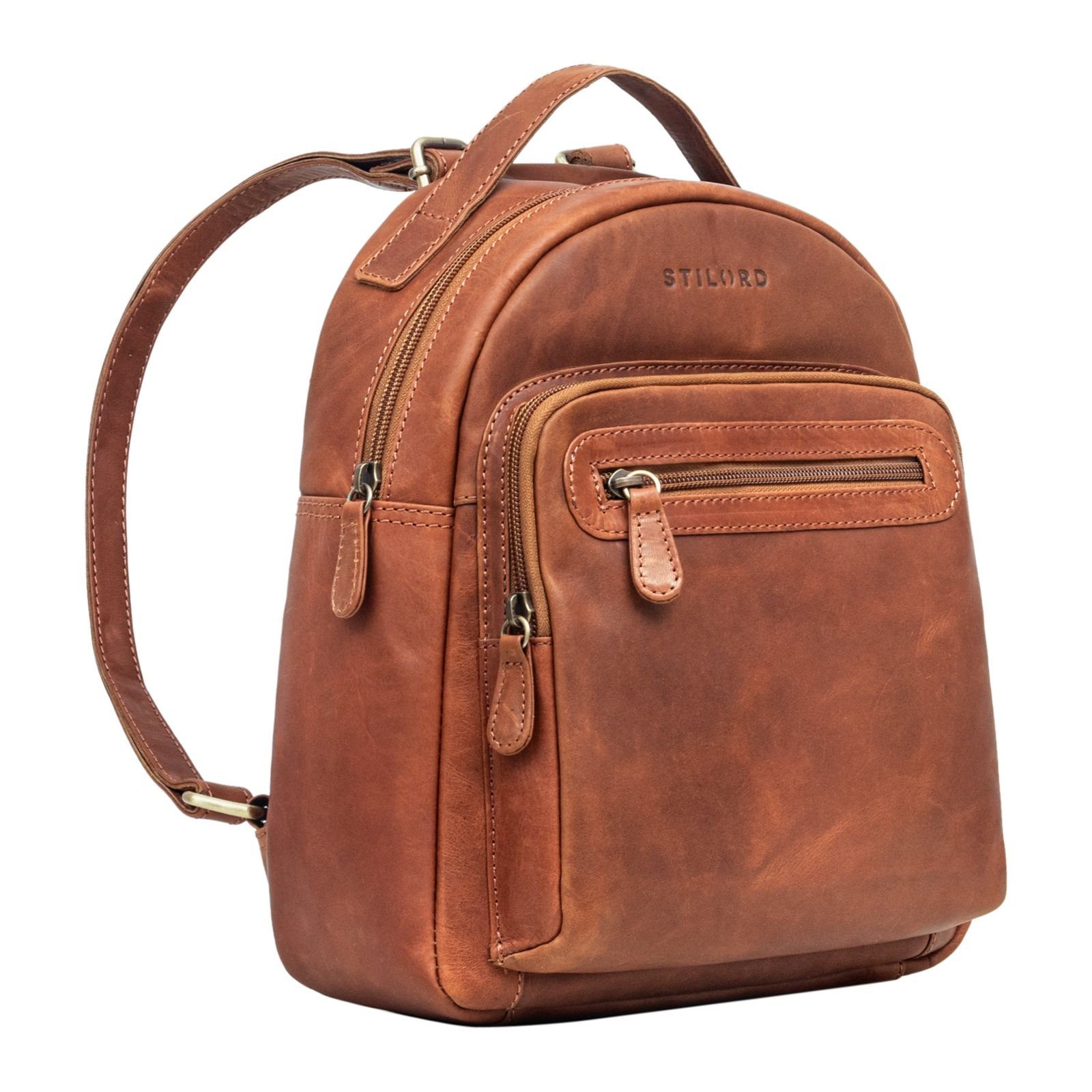 Cityrucksack "Kima" Kleiner Rucksack Damen Vintage Leder