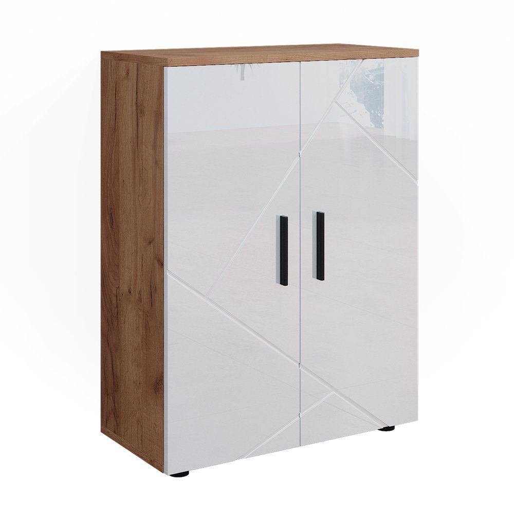 Vicco Midischrank Irma, Goldkraft Eiche/Weiß Hochglanz, günstig online kaufen