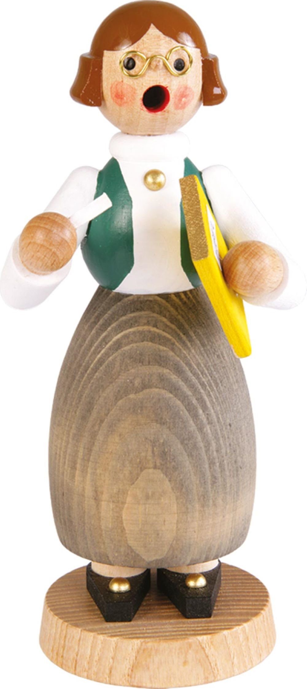 Richard Glaesser Räuchermännchen Lehrerin, Höhe ca. 16 cm, Handwerkskunst original Erzgebirge