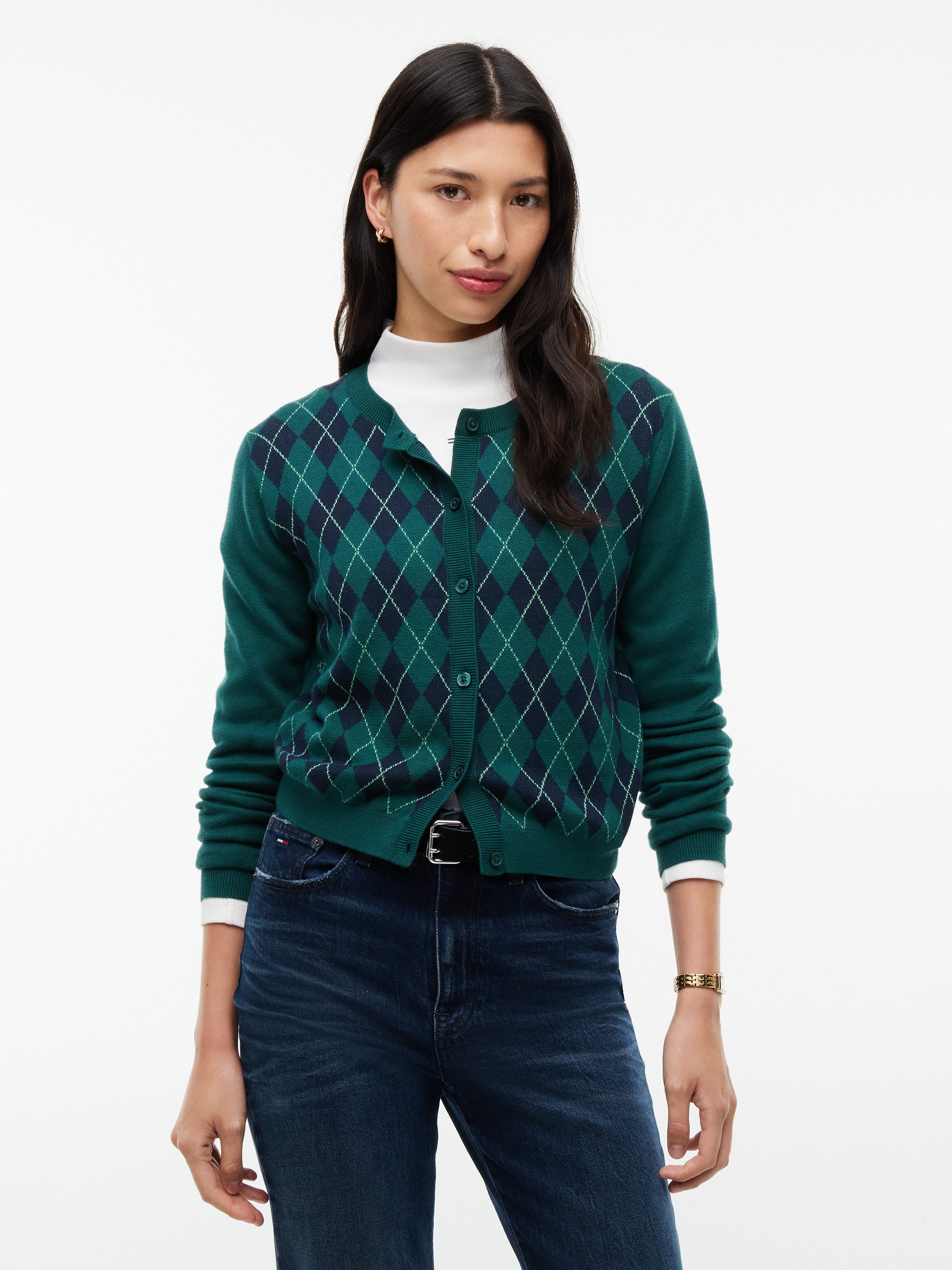 Tommy Jeans Strickjacke TJW ESS CREW CARDIGAN ARGYLE EXT Baumwolle