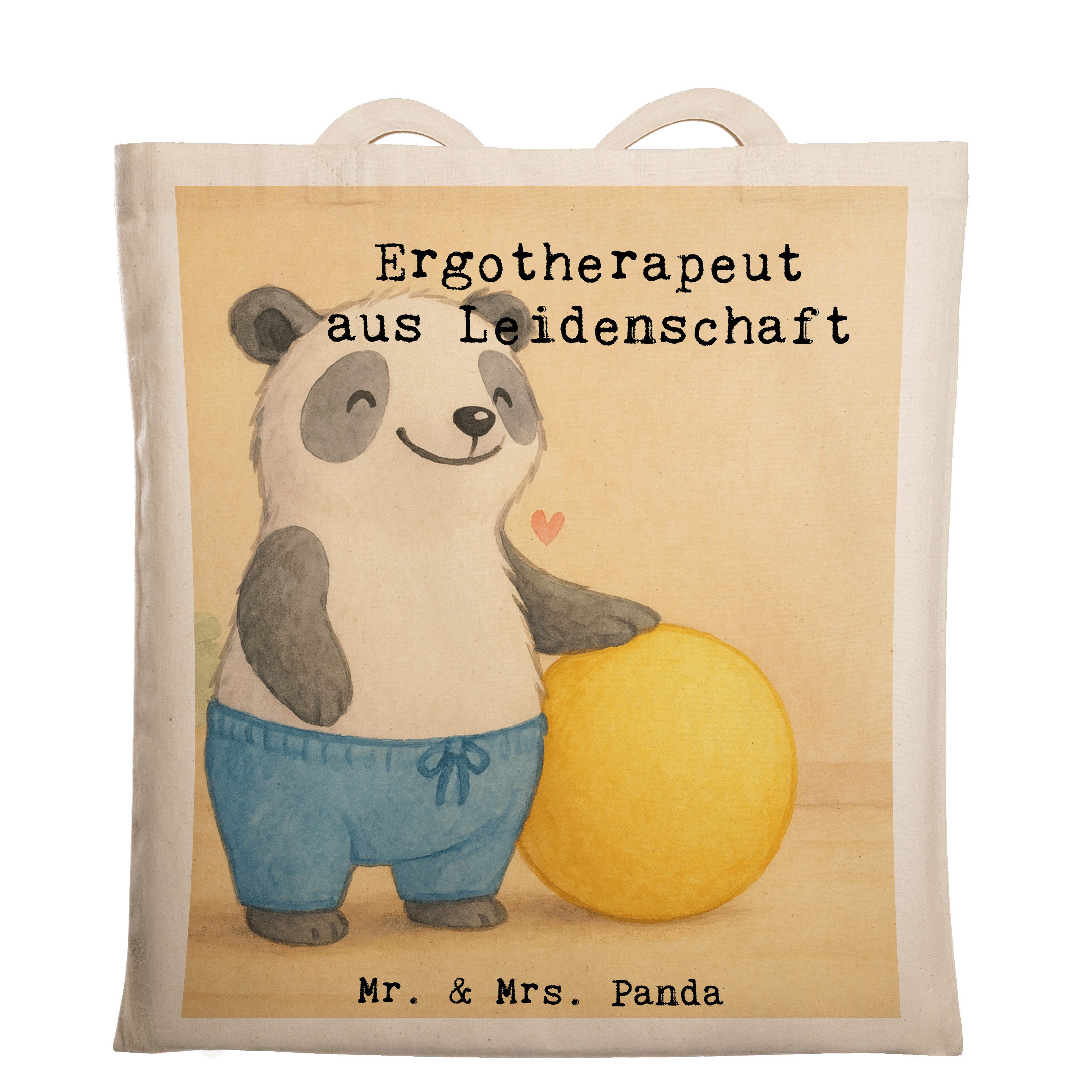 Mr. & Mrs. Panda Tragetasche Ergotherapeut Leidenschaft Design, Tote Bag, Weiß, Bag, Laptoptasche, (Packung), Witzig stoff shopper schulterbeutel