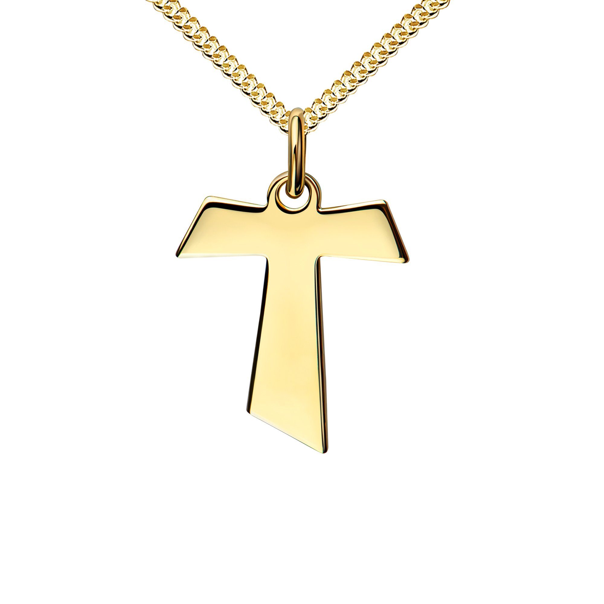 JEVELION Kreuzkette Antoniuskreuz 585 Gold Mit - - in und Made vergoldet- cm. Kette 36 Damen wählbar Herren), (Goldkreuz, 70 für Germany Länge