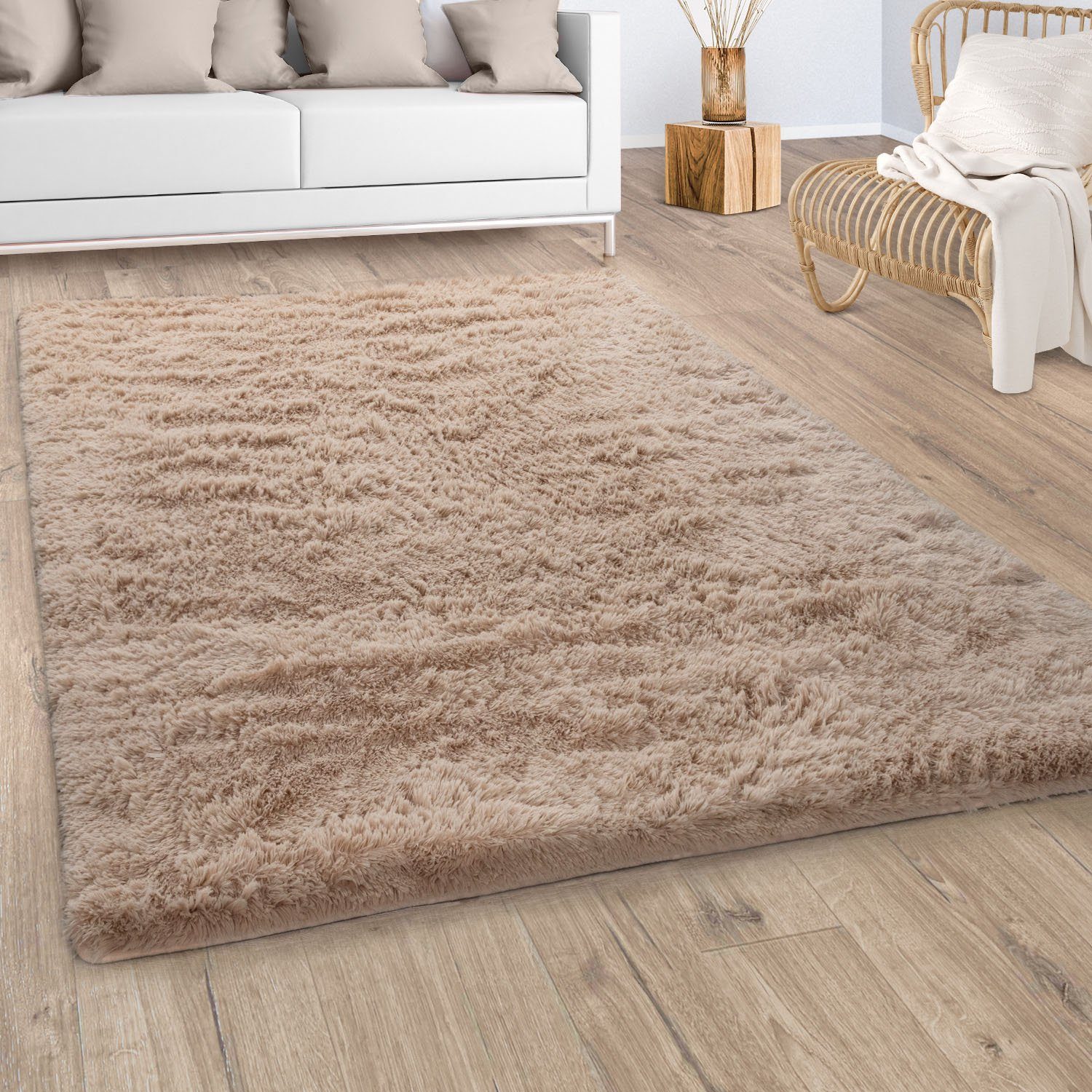 Paco Home Hochflor-Teppich Silky 591, rechteckig, Höhe: 37 mm, Uni-Farben, besonders weich und kuschelig, Wohnzimmer – Bild 5 von 5