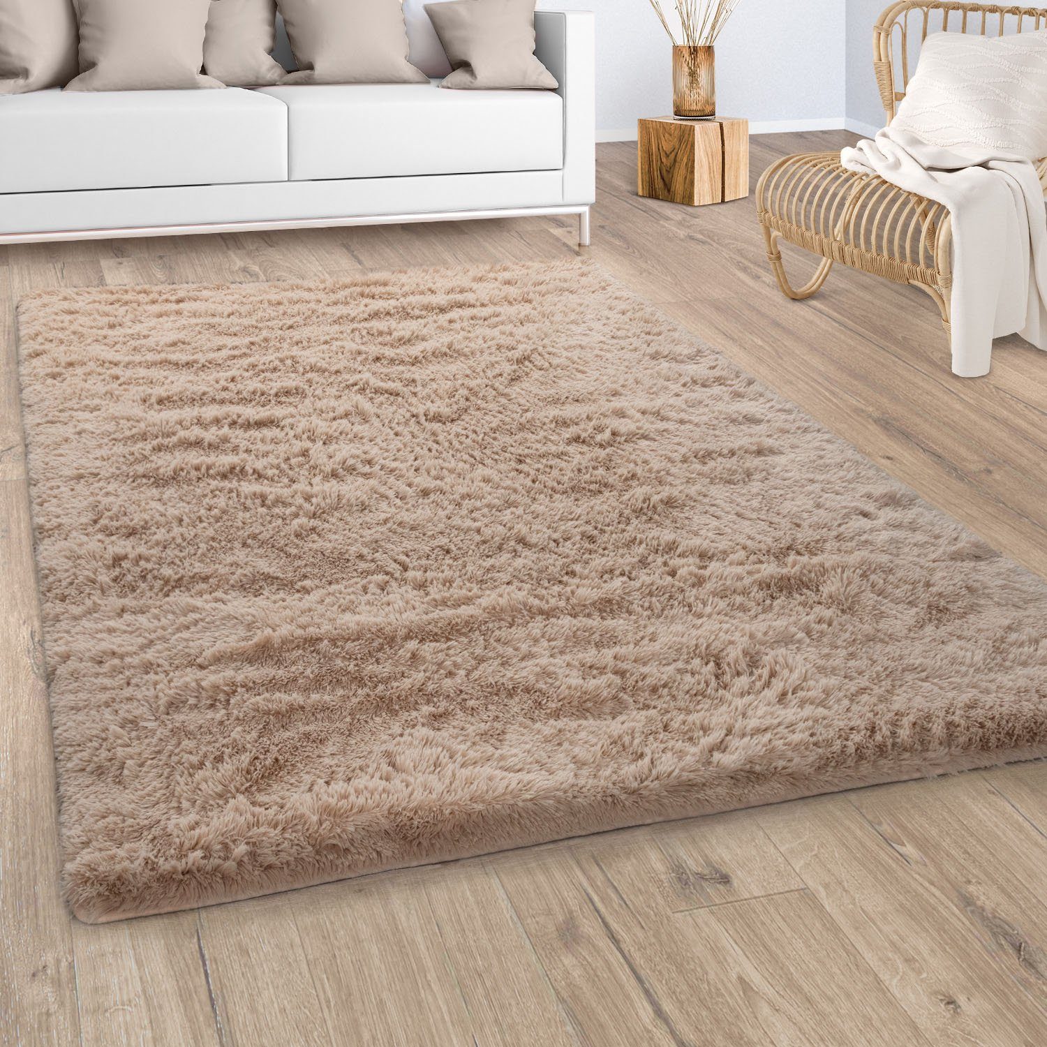 Hochflor-Teppich Silky 591, Paco Home, rund, Höhe: 37 mm, Uni Farben, besonders  weich und kuschelig, weiche pflegeleichte Qualität | Kurzflor-Teppiche