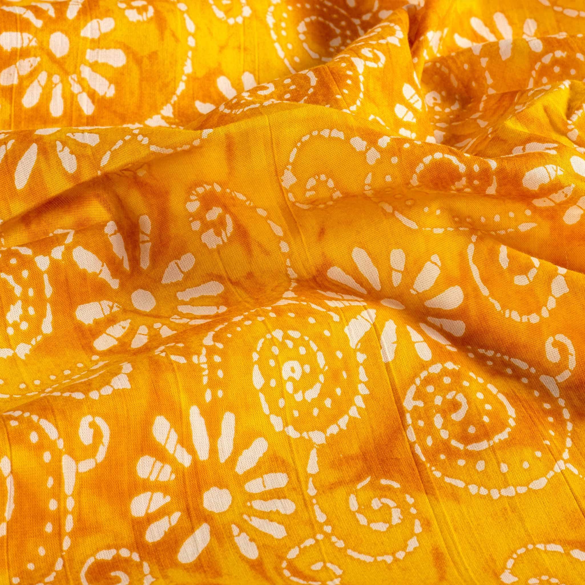 maDDma Stoff Baumwoll-Voile Stoff Blumenmuster Batik Meterware 145cm breite, gelb