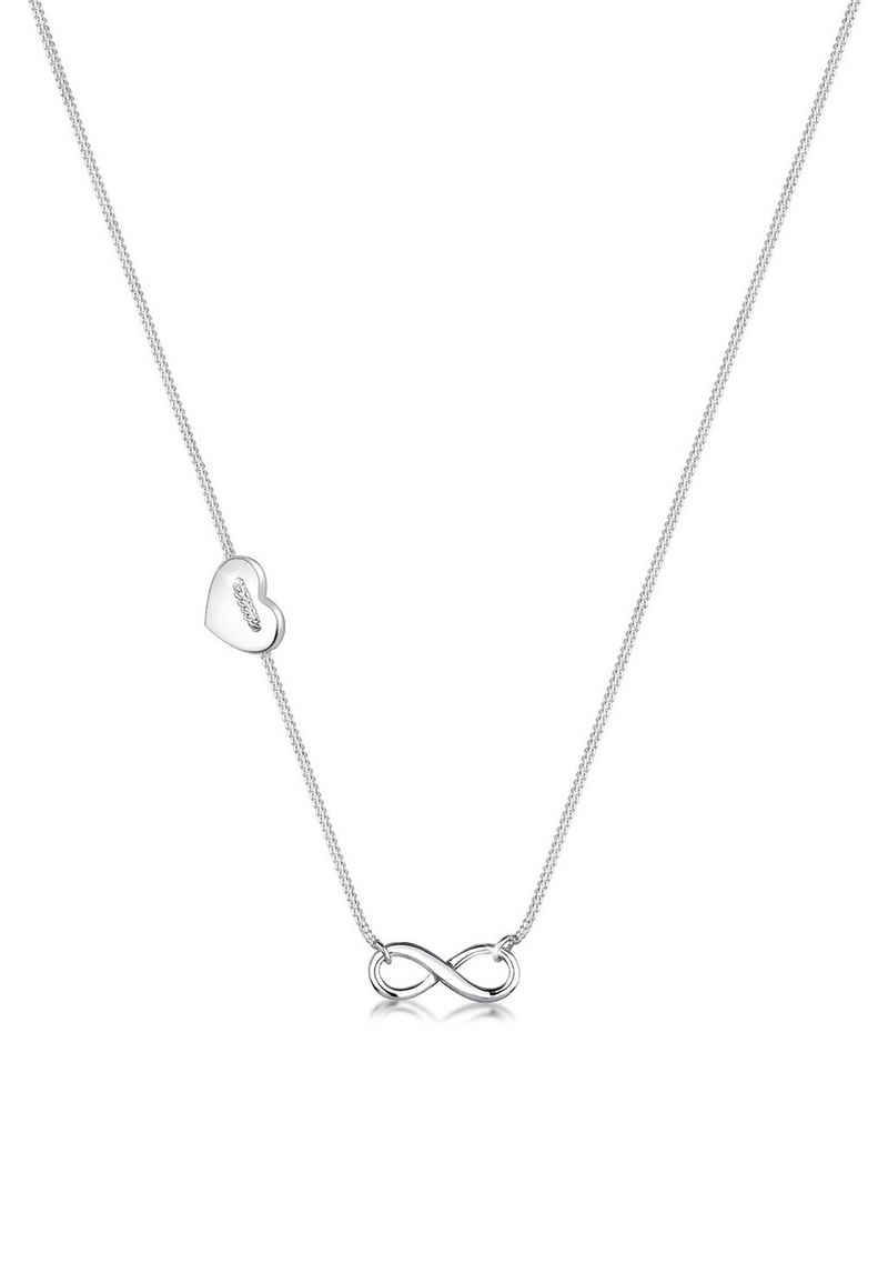 Elli Kette mit Anhänger Herz Infinity Unendlichkeit Symbol 925 Silber, Herz