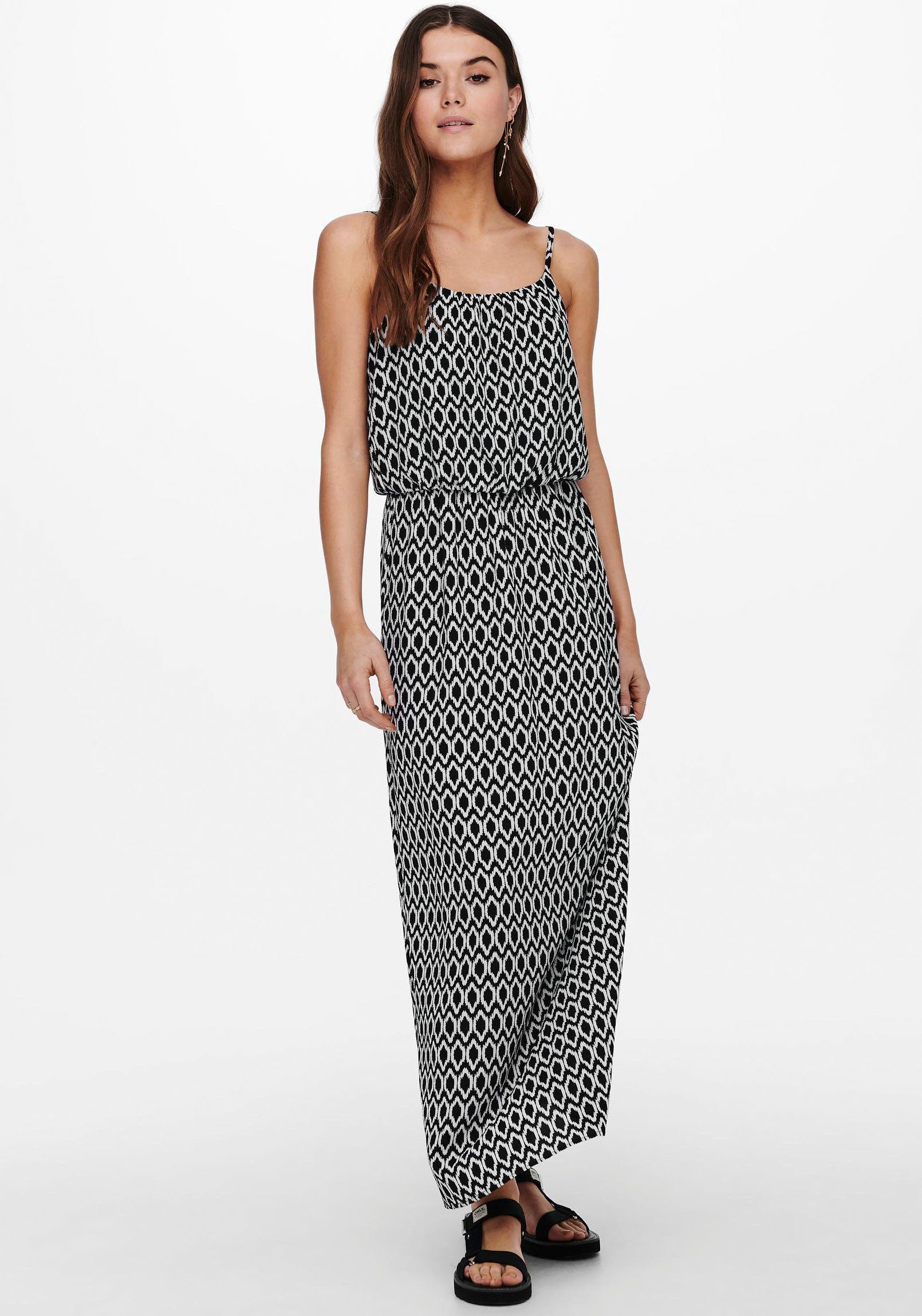 ONLY Maxikleid ONLWINNER S/L MAXI DRESS NOOS PTM mit Spaghettiträger Black GRAPHIC CIRCLE | 