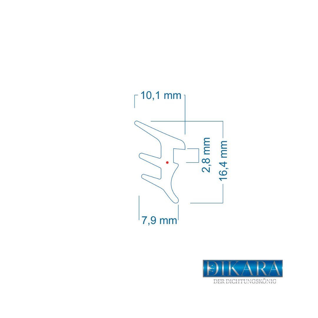 Dikara Profildichtungsband Fenster-Systeme 7,9mm Antidehnungsfaden, Nutbreite Fensterdichtung Höhe 16,4mm, TPE