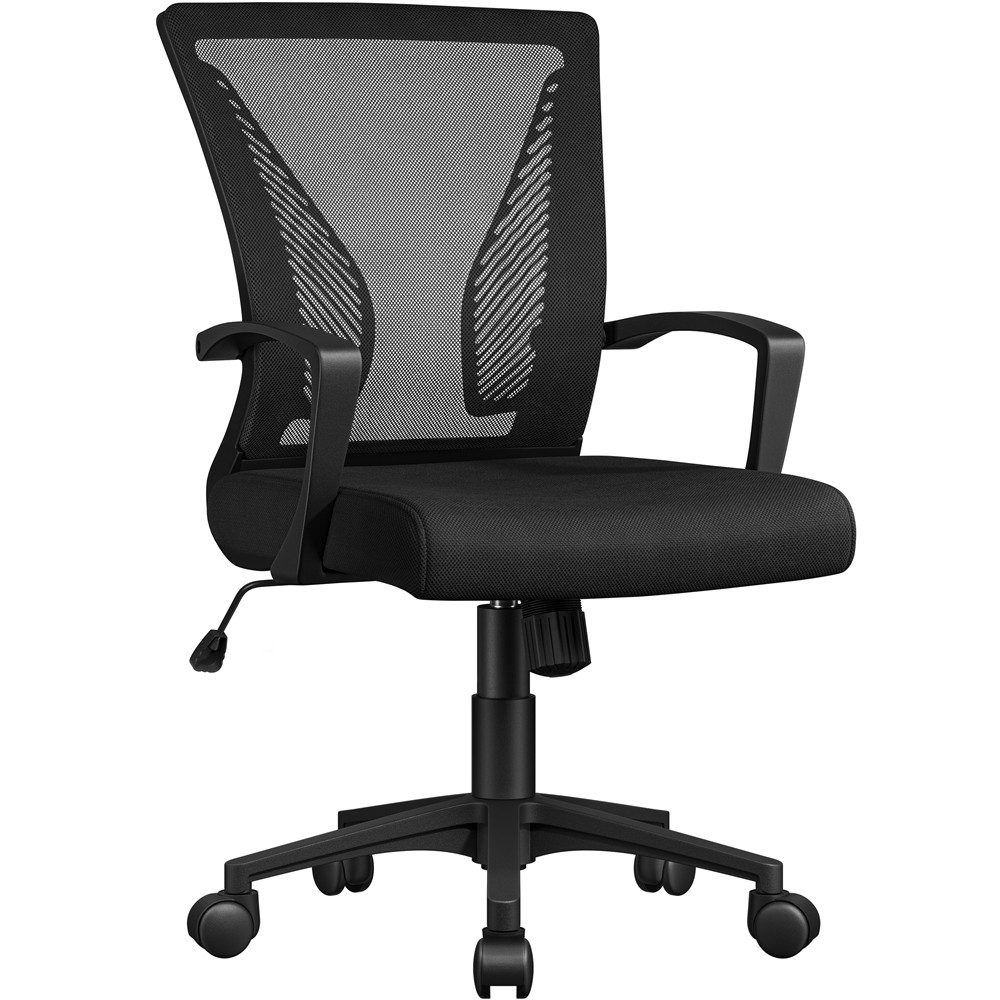 Yaheetech Bürostuhl aus Mesh-Gewebe Höhenverstellbarer Schreibtischstuhl, Ergonomischer Drehstuhl Arbeitsstuhl Computerstuhl mit Wippfunktion