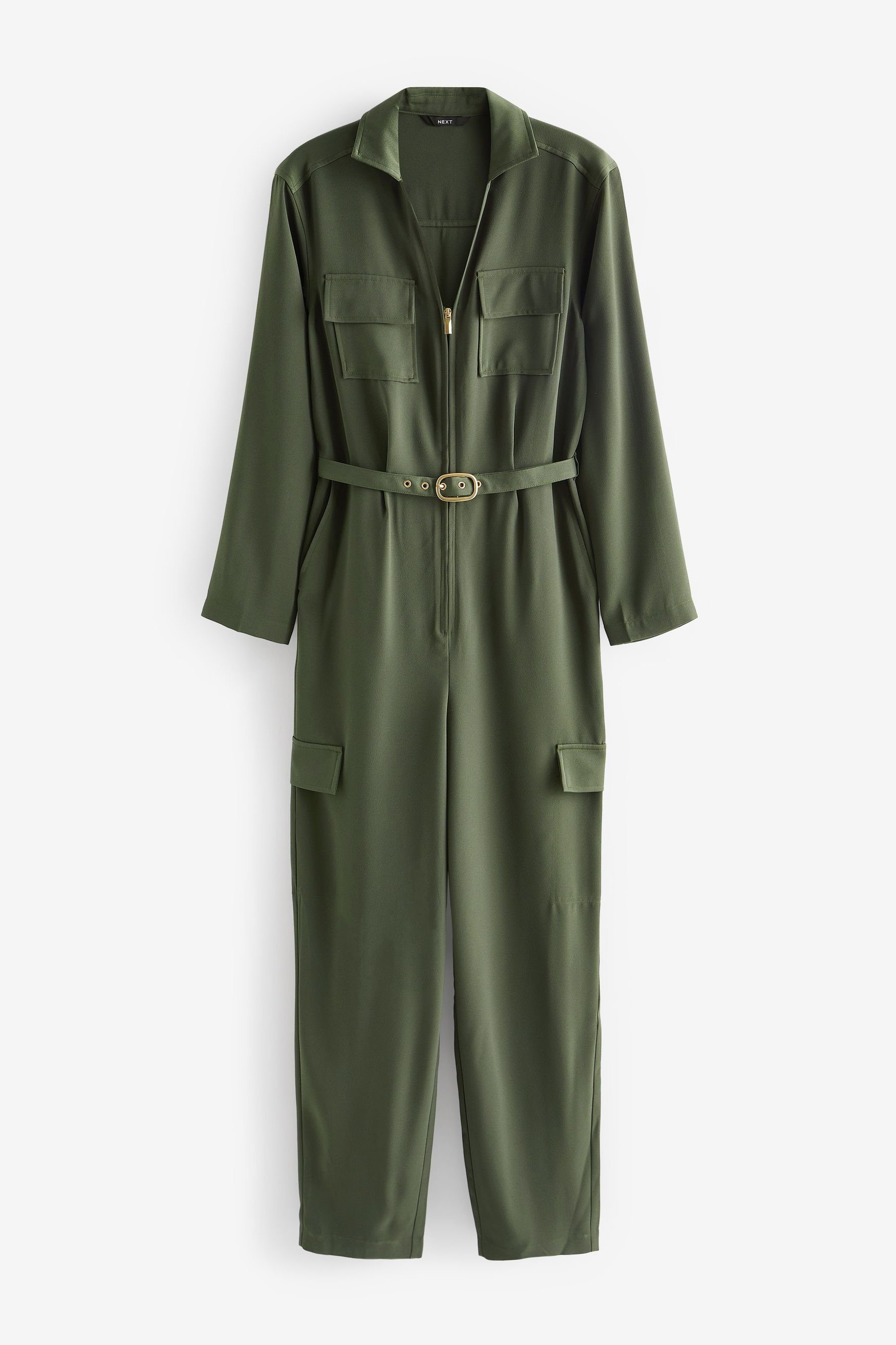 Next Jumpsuit Langärmeliger Utility-Overall (1-tlg) Khaki Green