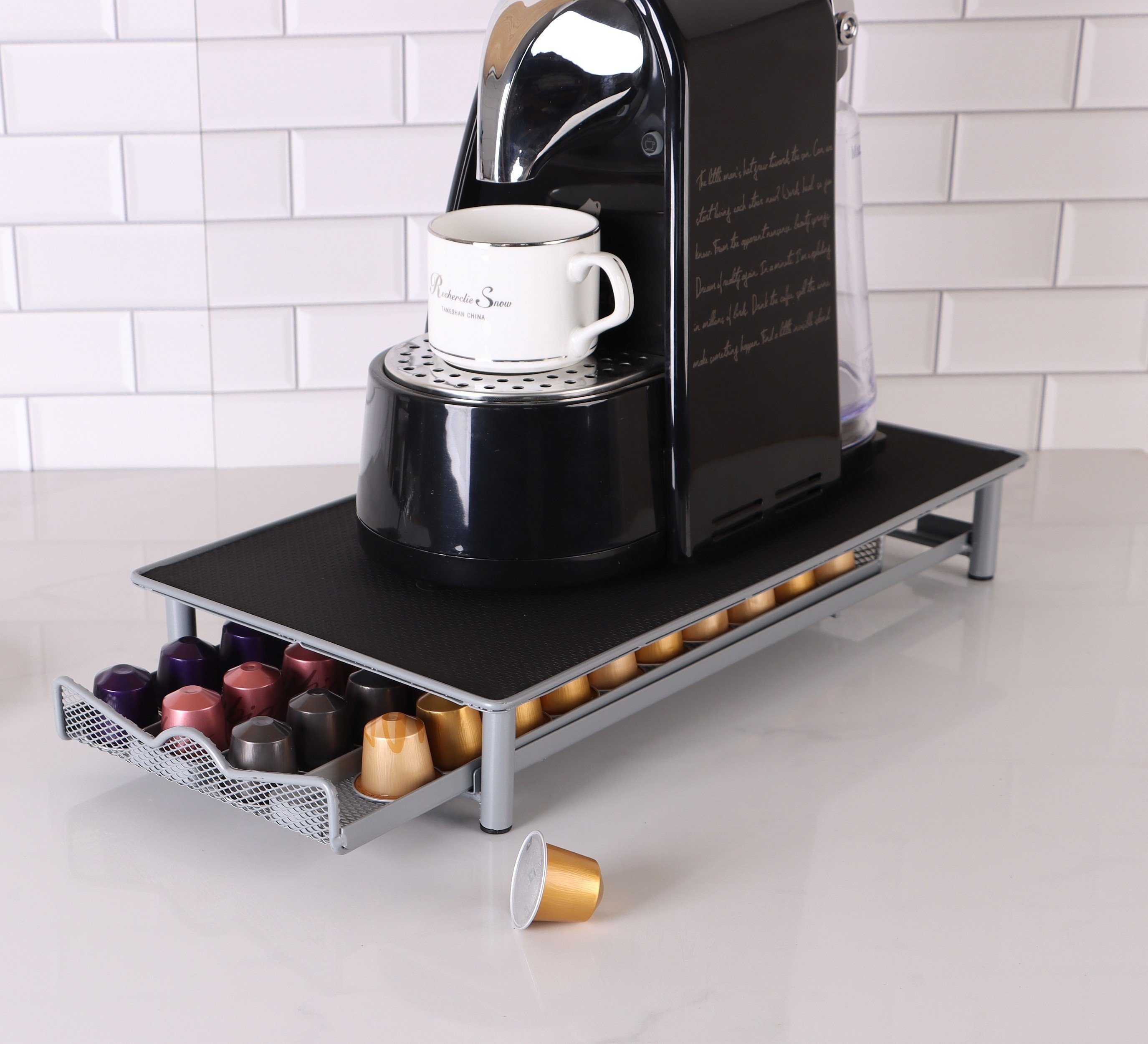 Rungassi Kapselhalter Kaffeekapsel Ständer Kapselspender Schublade 40 Kapseln Nespresso N01