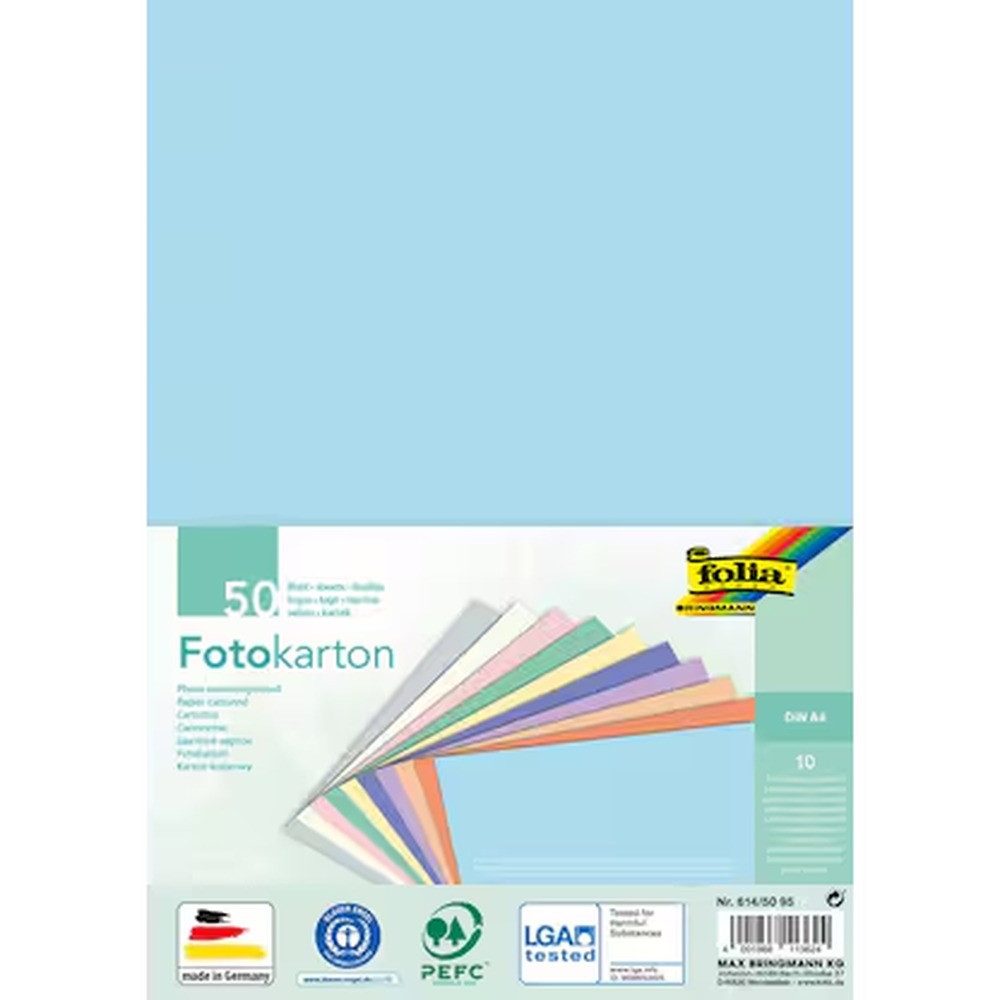 Folia Bastelkartonpapier Fotokarton Din A4 300g 50Bogen Pastell sortiert