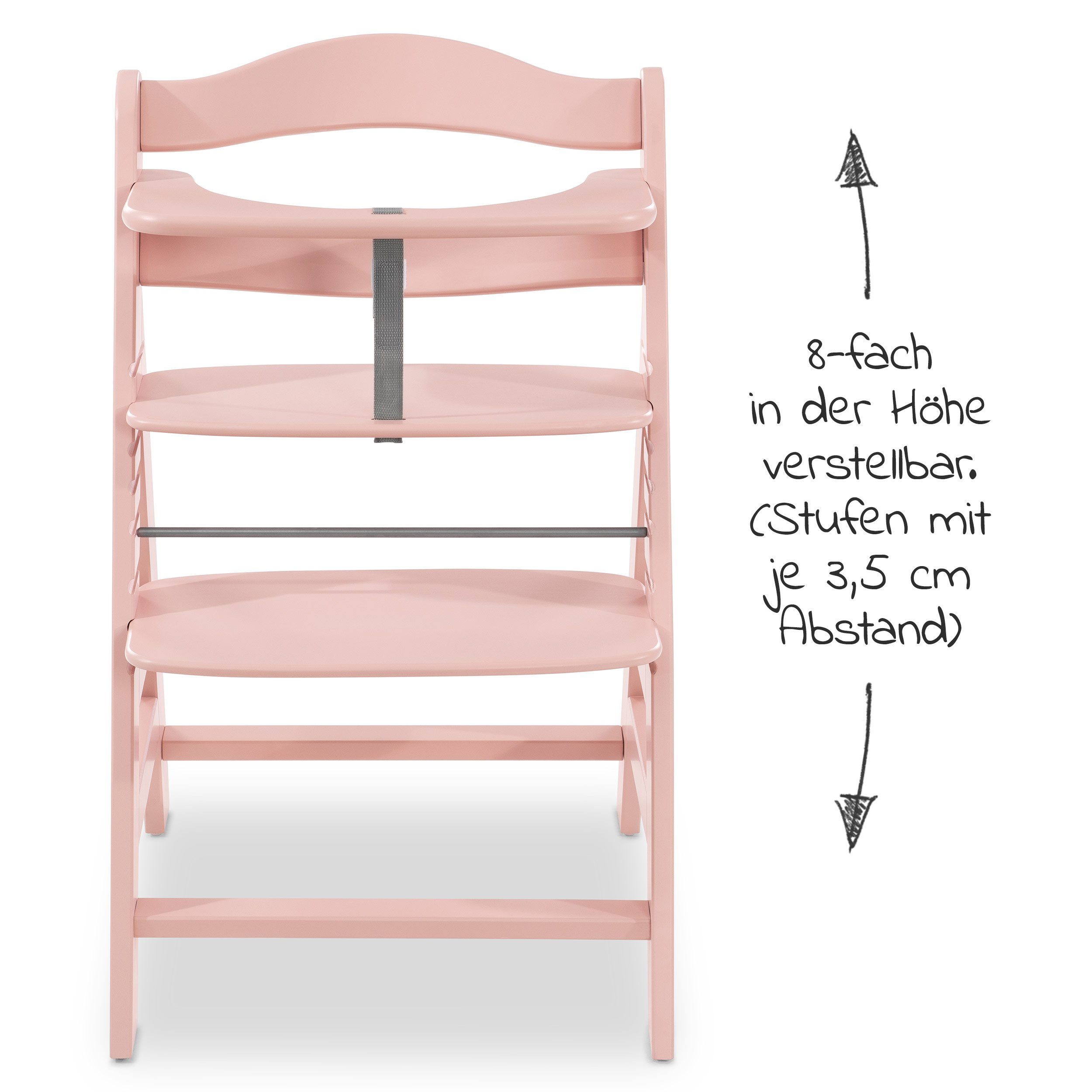 Möbel Babymöbel Hauck Hochstuhl Alpha Plus Rose (2 Stück), Mitwachsender Holz Treppenhochstuhl - Kinder Hochstuhl mit Schutzbüge