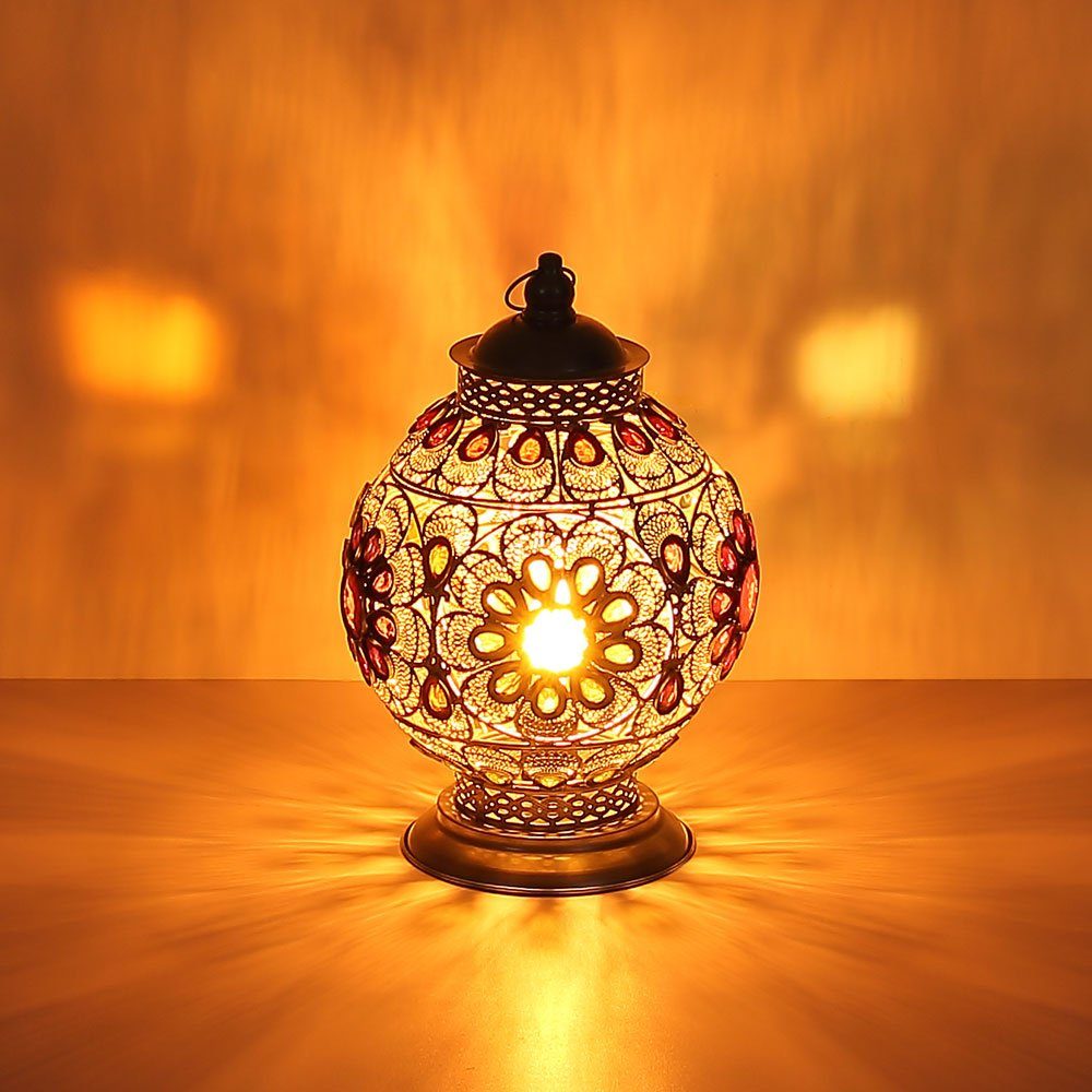 GLOBO LIGHTING LED Tischleuchte, Leuchtmittel nicht inklusive, Tischlampe orientalische Deko Tischleuchte Nachttischlampe Kristalle