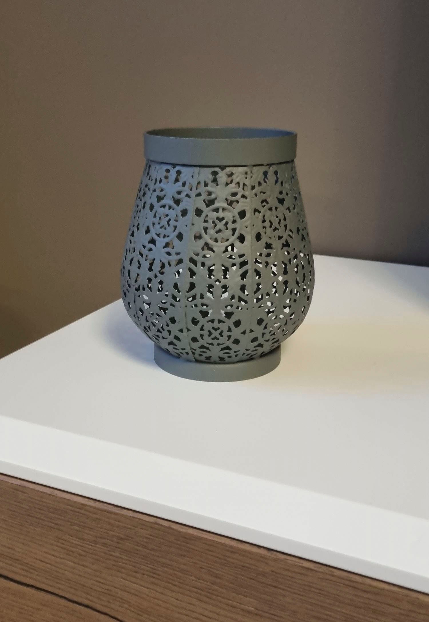 Ambiente Haus Kerzenlaterne Laterne aus Metall in Grau - (H) 16cm (1 St)