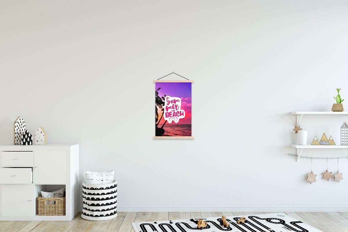 MuchoWow Poster Sommer - Zitate - Rosa, (1 St), Posterleiste, Textilposter für Wohnzimmer, Bilderleiste, Magnetisch
