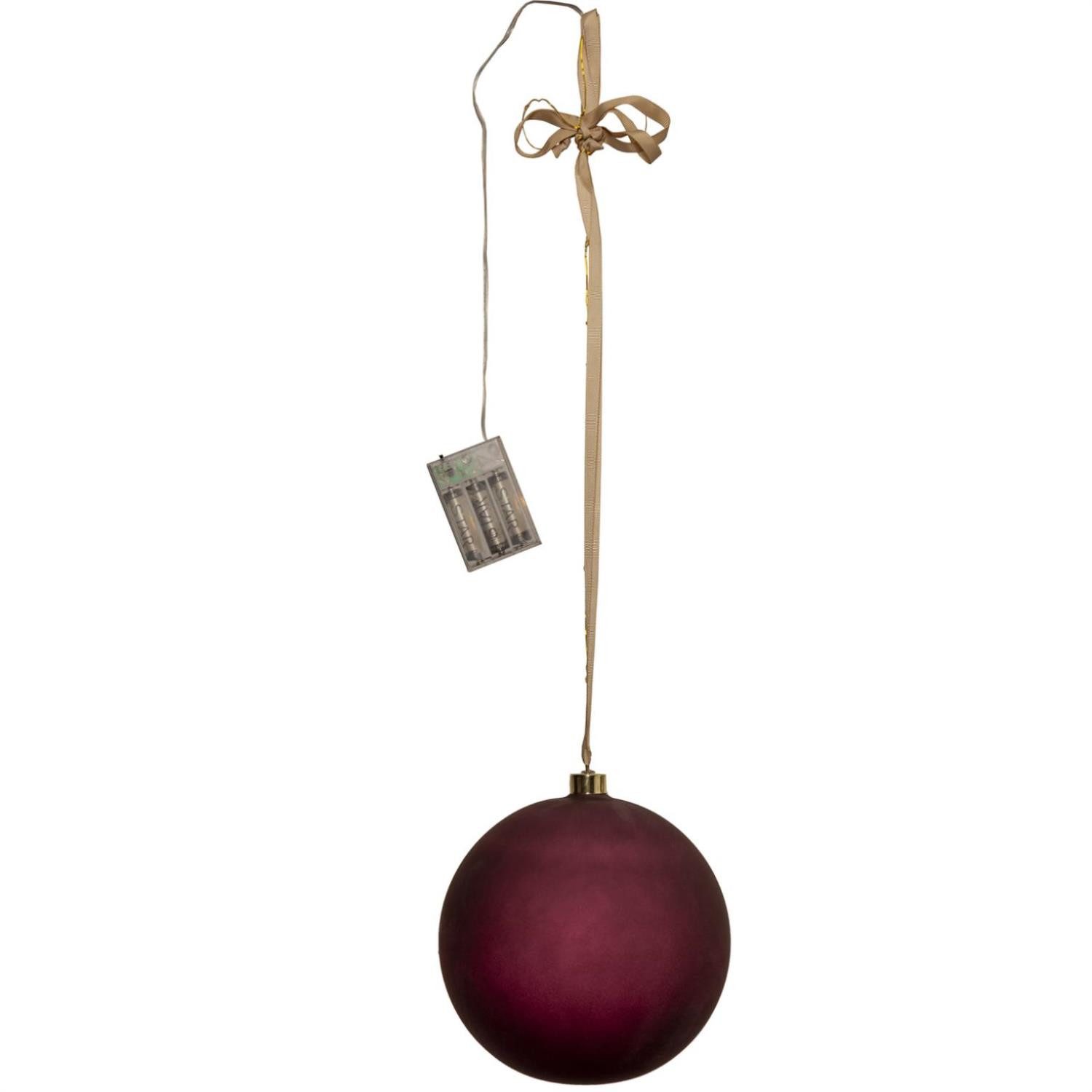 MARELIDA Weihnachtsbaumkugel LED Weihnachtskugel beleuchtete Christbaumkugel Glas Timer rot 20cm (1 St)
