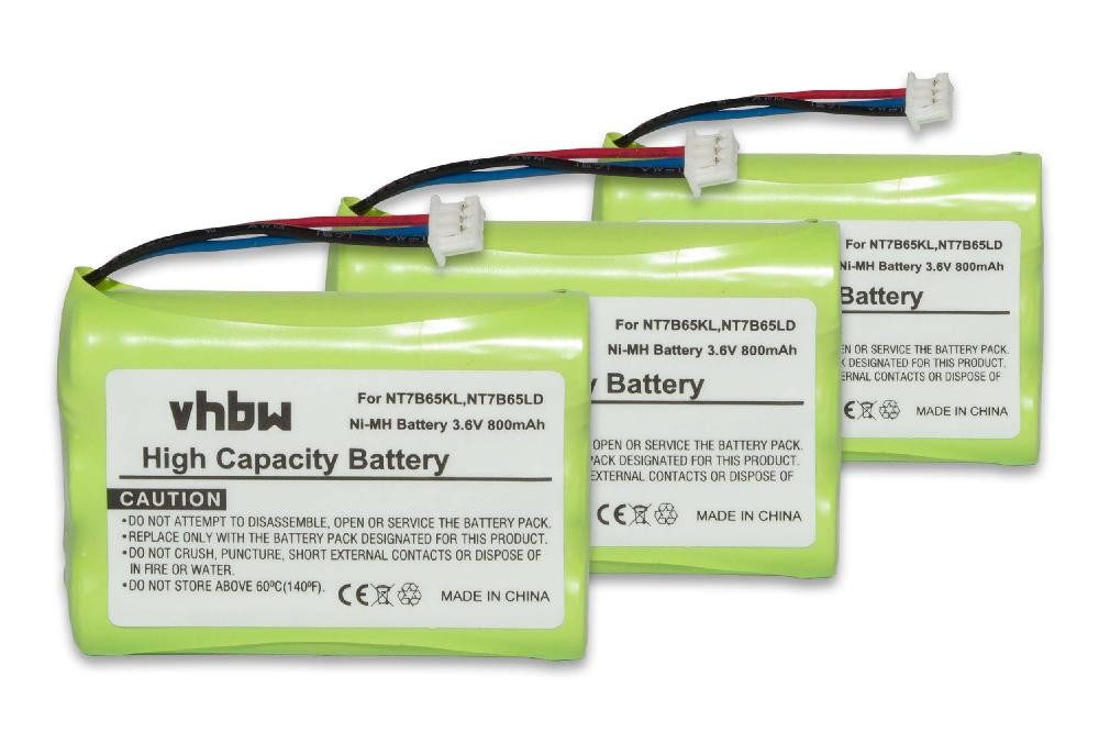 vhbw Akku passend für Elmeg DECT 300, DECT 400, DECT 800 Festnetz & DECT Akku Akku NiMH 800 mAh (3,6 V, 3 St), Leistungsfähige Austausch-Akkus für Telefon, Festnetz oder schnurloses