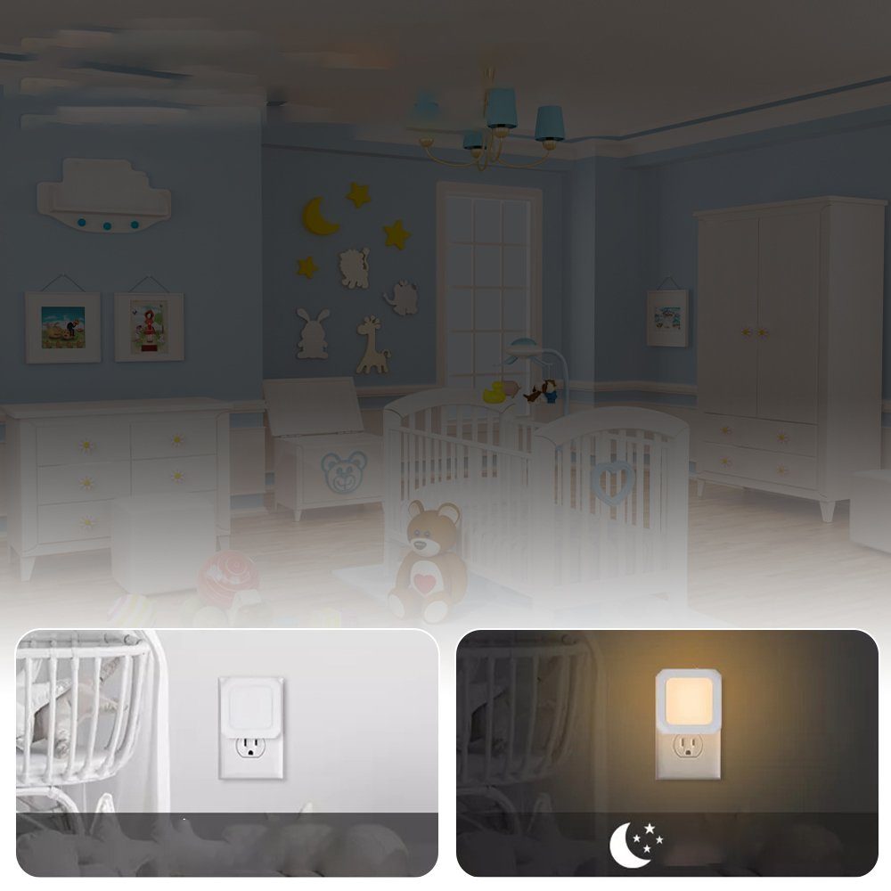 mit Bedee Kinder Steckdose Kinder, fest LED Küche, Nachtlichter 2Stück integriert, Treppenaufgang,Schlafzimmer, LED Nachtlicht für Nachtlicht, LED Dämmerungssensor für Nachtlicht Orientierungslicht,WarmWeiß