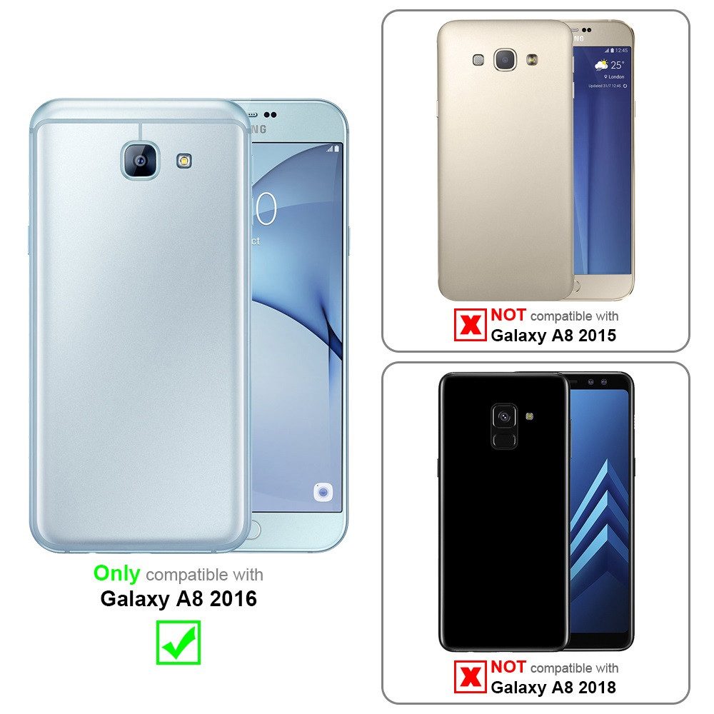 Cadorabo Handyhülle für Samsung Galaxy A8 2016 Hülle Samsung Galaxy A8 2016, Hülle Schutzhülle mit Standfunktion, Magnetverschluss und Kartenfach