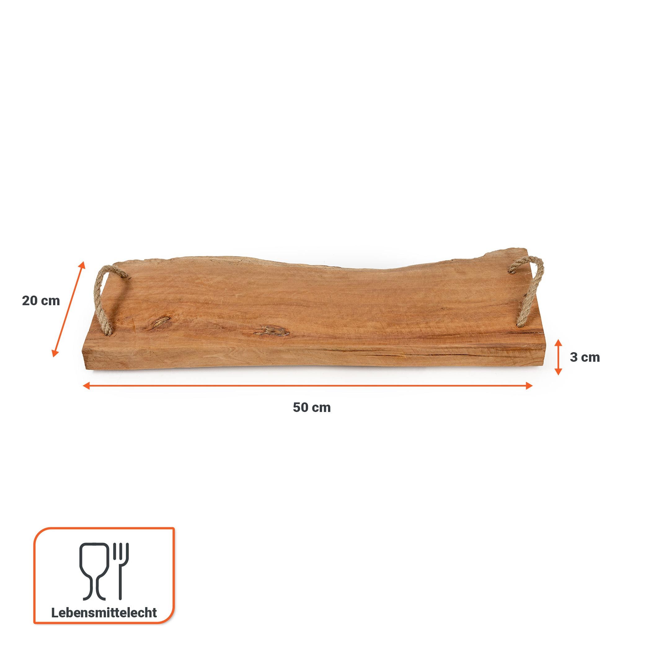 Spetebo Tablett Massivholz Servierplatte - 50 x 20 cm, Holz, Holz Servierbrett Serviertablett – Bild 3 von 5