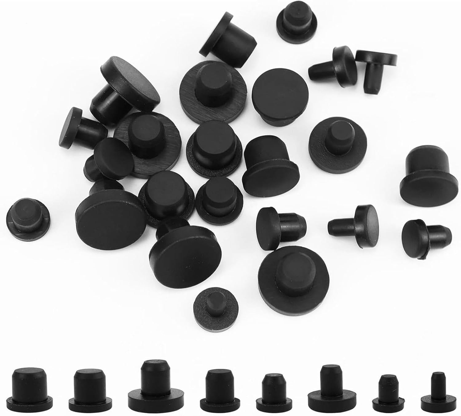 FELIXLEO Abdeckkappe 110 Stück Silikonstopfen 8 Größen 4 9 5 mm Schwarz für Rohre, (1-St)