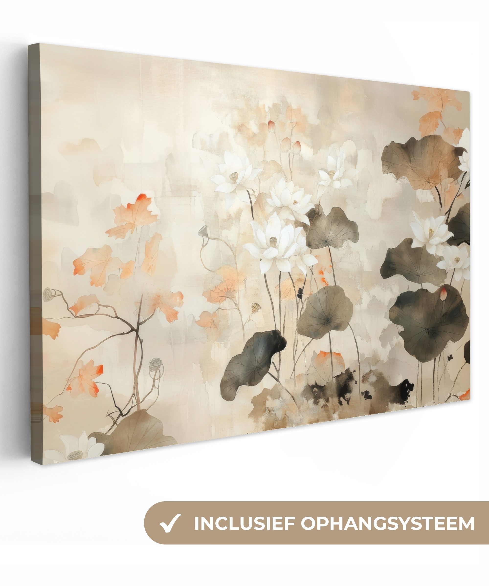OneMillionCanvasses® Leinwandbild Blumen - Japandi - Wabi sabi, Fotodruck (1 St), Leinwand Bilder Klein, Wand Dekoration Aesthetic 30x20 cm