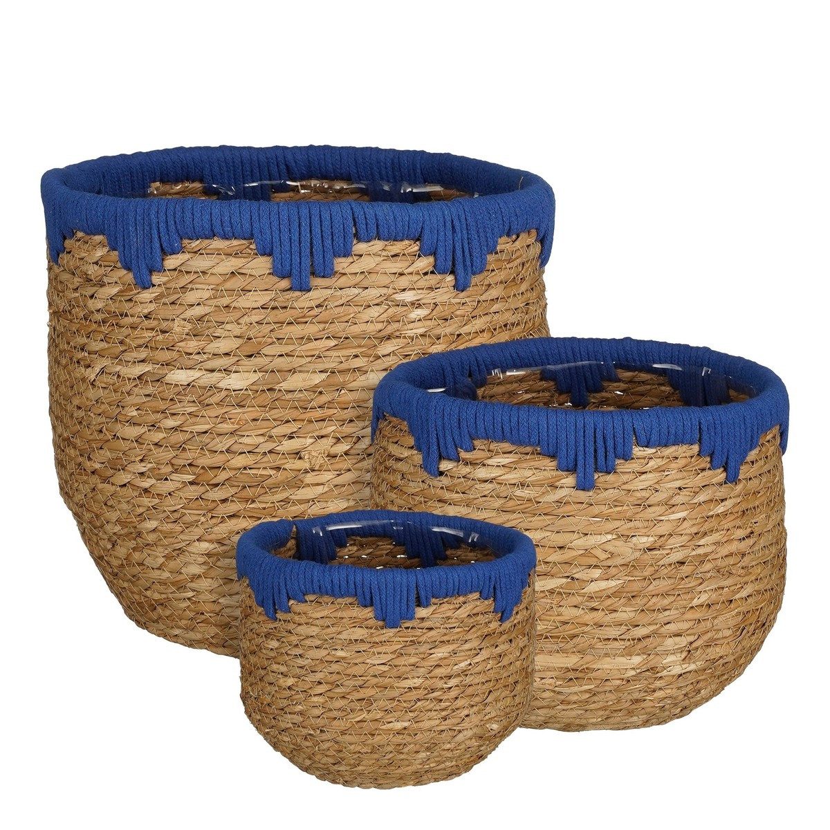 Mica Decorations Blumenkasten Mica Decorations Jorck Korb rund blau Satz von 3 - h24xd26cm