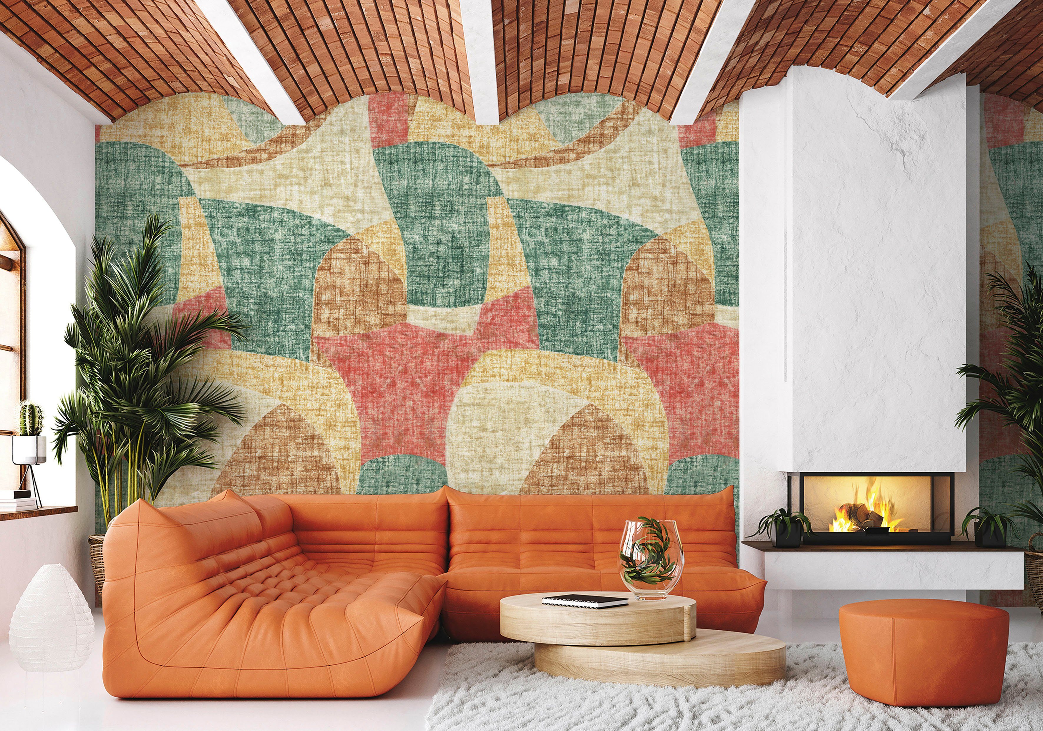 Marburg Fototapete Naomi, glatt, matt, glatt, gemustert, moderne Vliestapete für Wohnzimmer Schlafzimmer Küche grün | Fototapeten