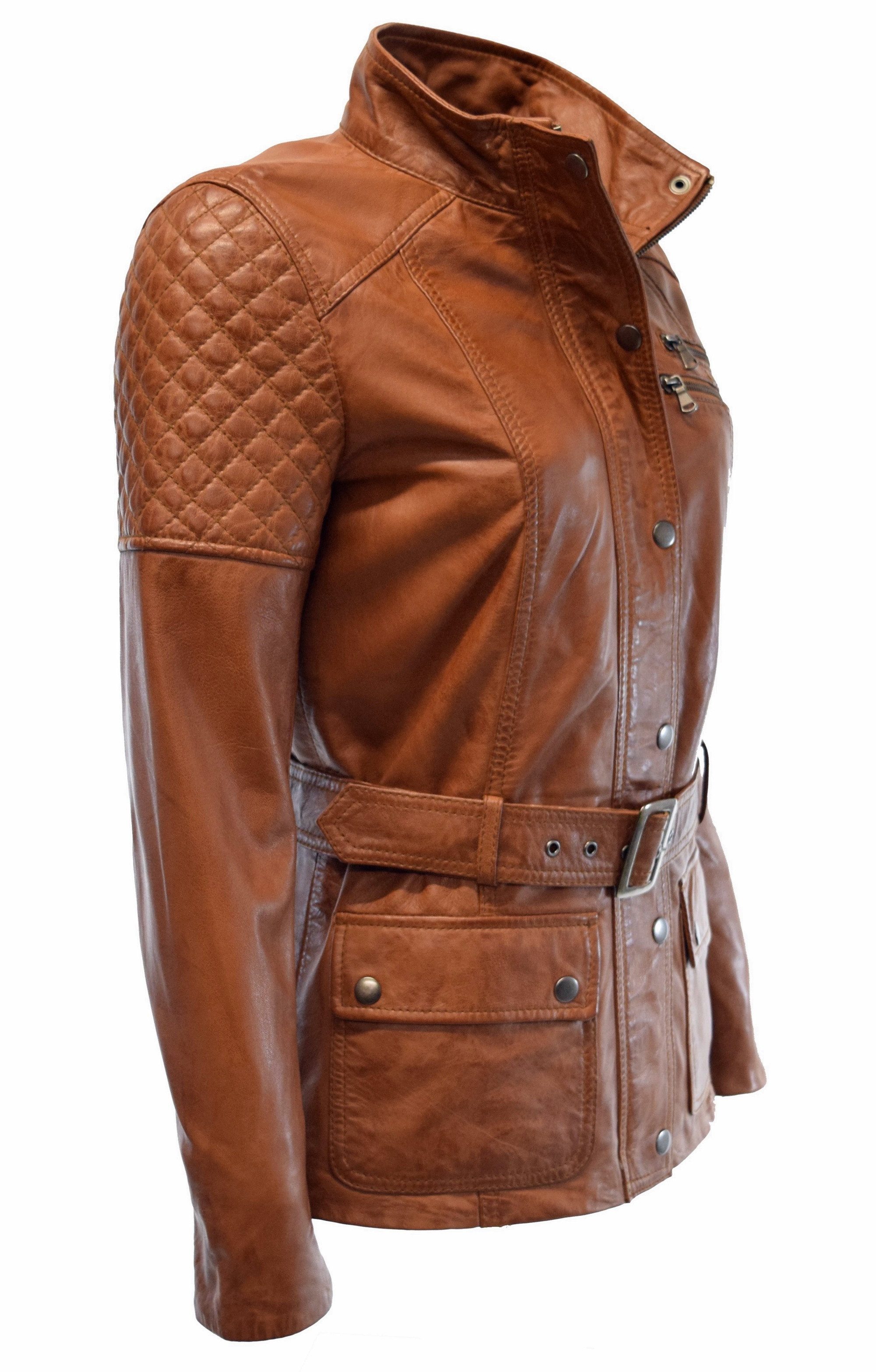 Zimmert Leather Lederjacke Gyda weiches Leder, Cognac Braun, Schwarz – Bild 4 von 5