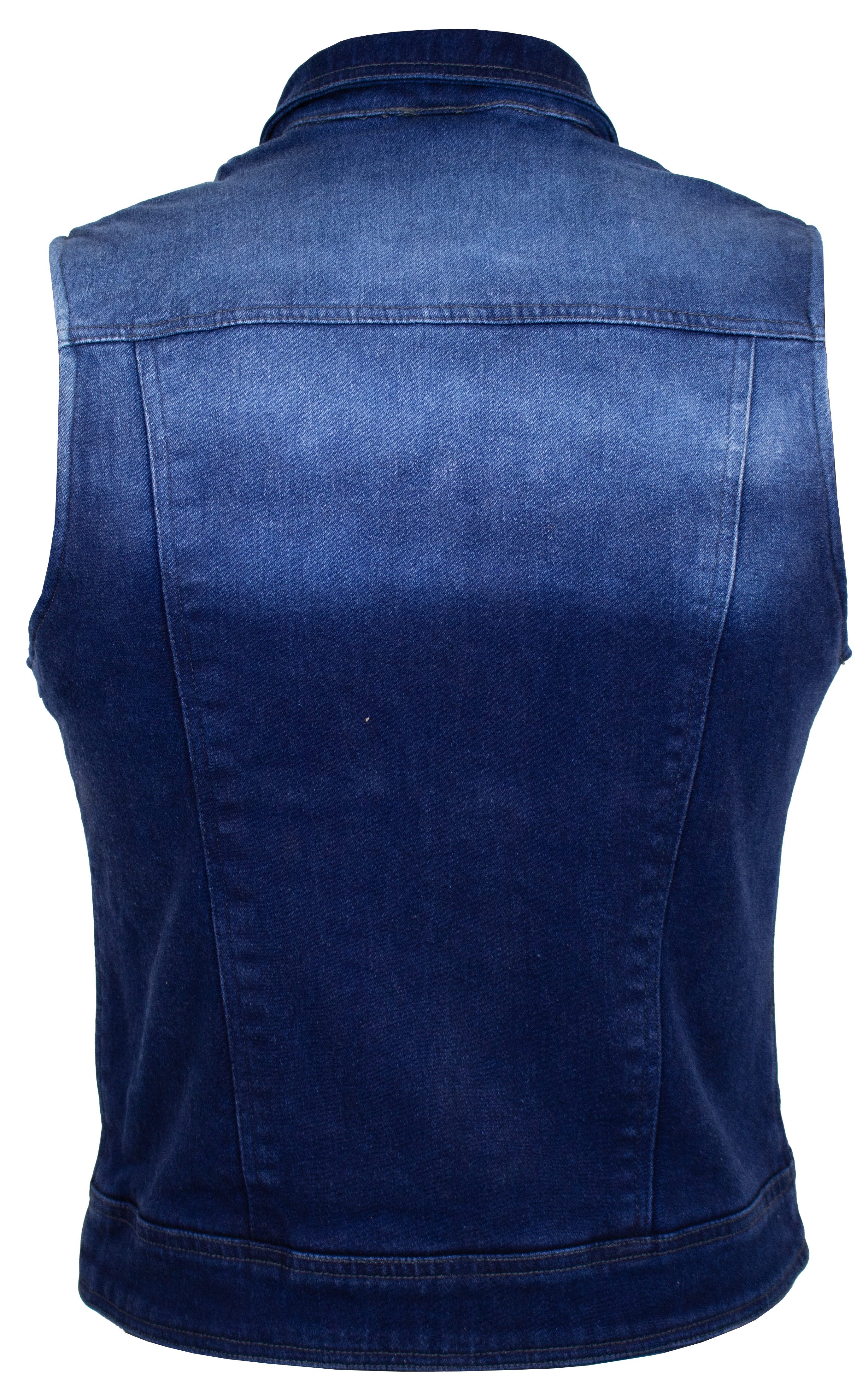 MDM Jeansweste Jeans Weste Unisex Slim Fit Stretch Denim mit Mesh Futter Unisex Stretch Jeansweste mit Mesh Futter und Reißverschluss