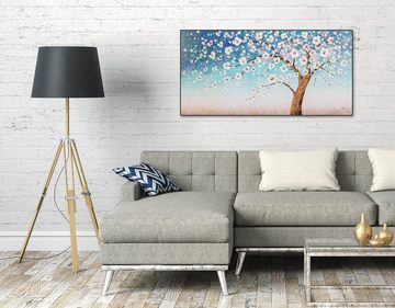 KUNSTLOFT Gemälde Frühlingsabend 120x60 cm, Leinwandbild 100% HANDGEMALT Wandbild Wohnzimmer