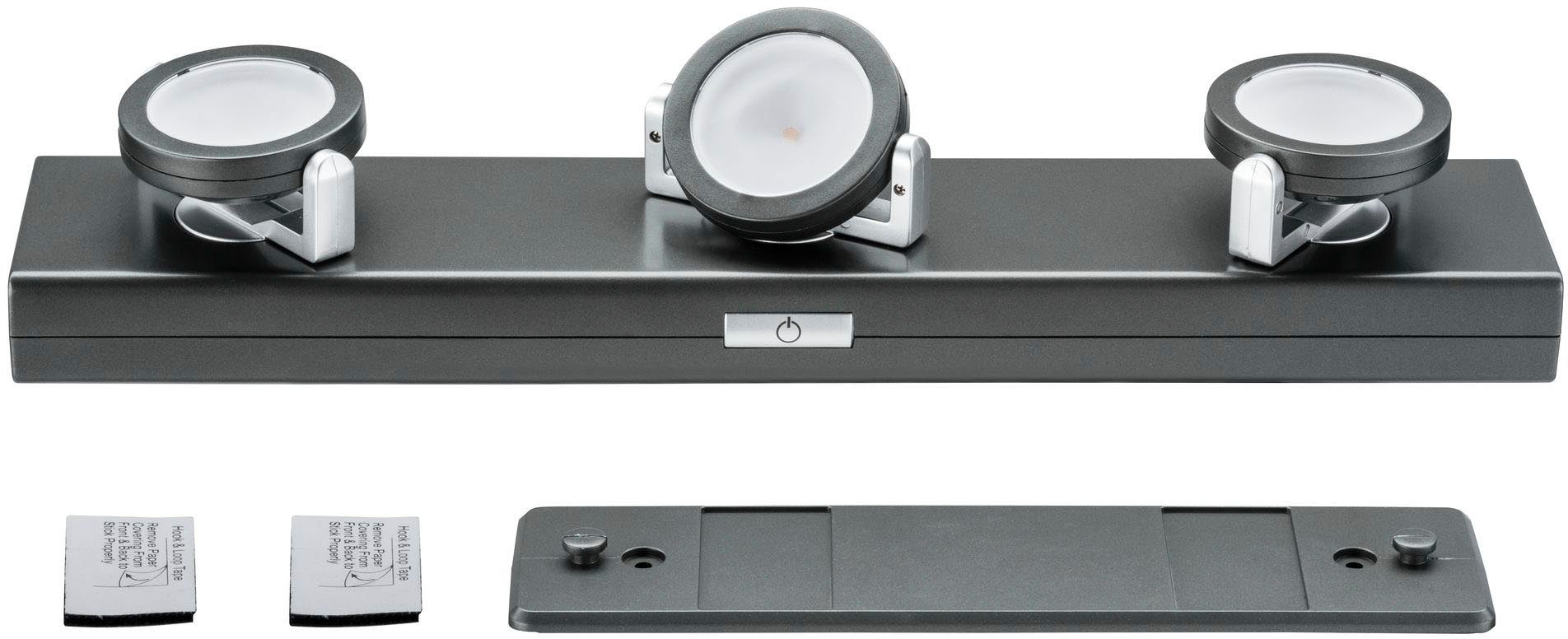 Paulmann Unterschrankleuchte LED Rotate 3er-Spot dimmbar batteriebetrieben, ohne Leuchtmittel, Warmweiß, LED Rotate 3er-Spot dimmbar batteriebetrieben