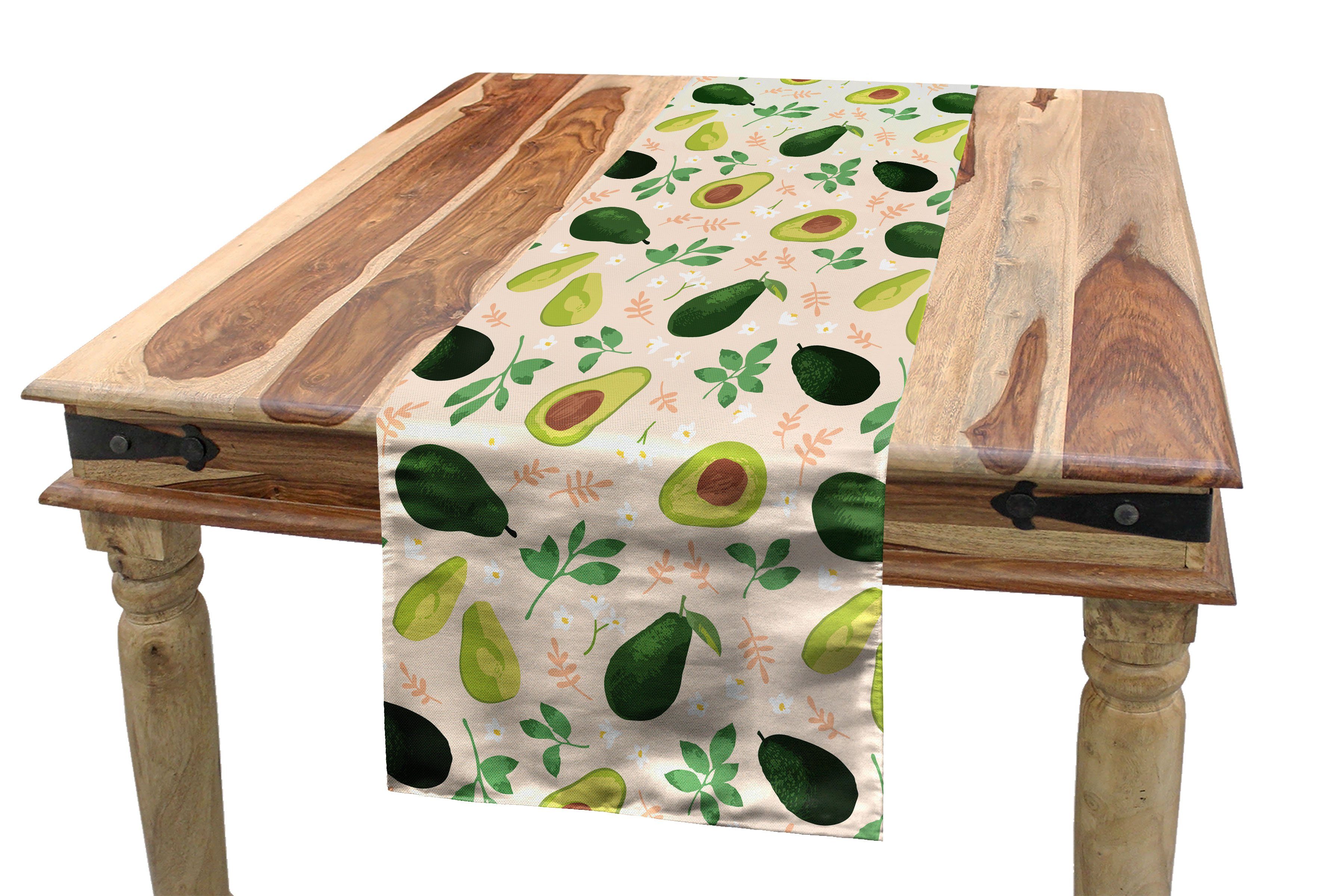 Abakuhaus Tischläufer Esszimmer Küche Rechteckiger Dekorativer Tischläufer, Avocado Seedy ganze Scheiben geschnitten Obst