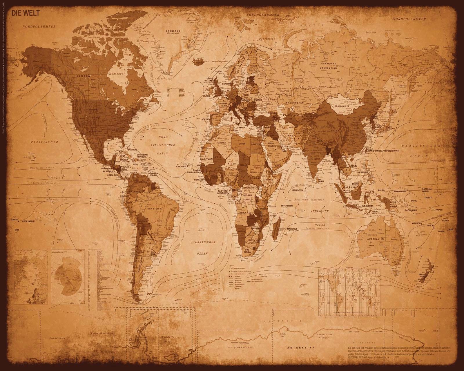 Reinders! Deco-Panel Weltkarte - antik günstig online kaufen