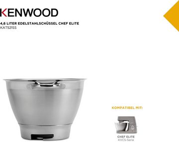 KENWOOD Küchenmaschinenschüssel Chef Elite KAT521SS, Edelstahl, geeignet für alle Chef Elite Küchenmaschinen der KVC5000 Serie