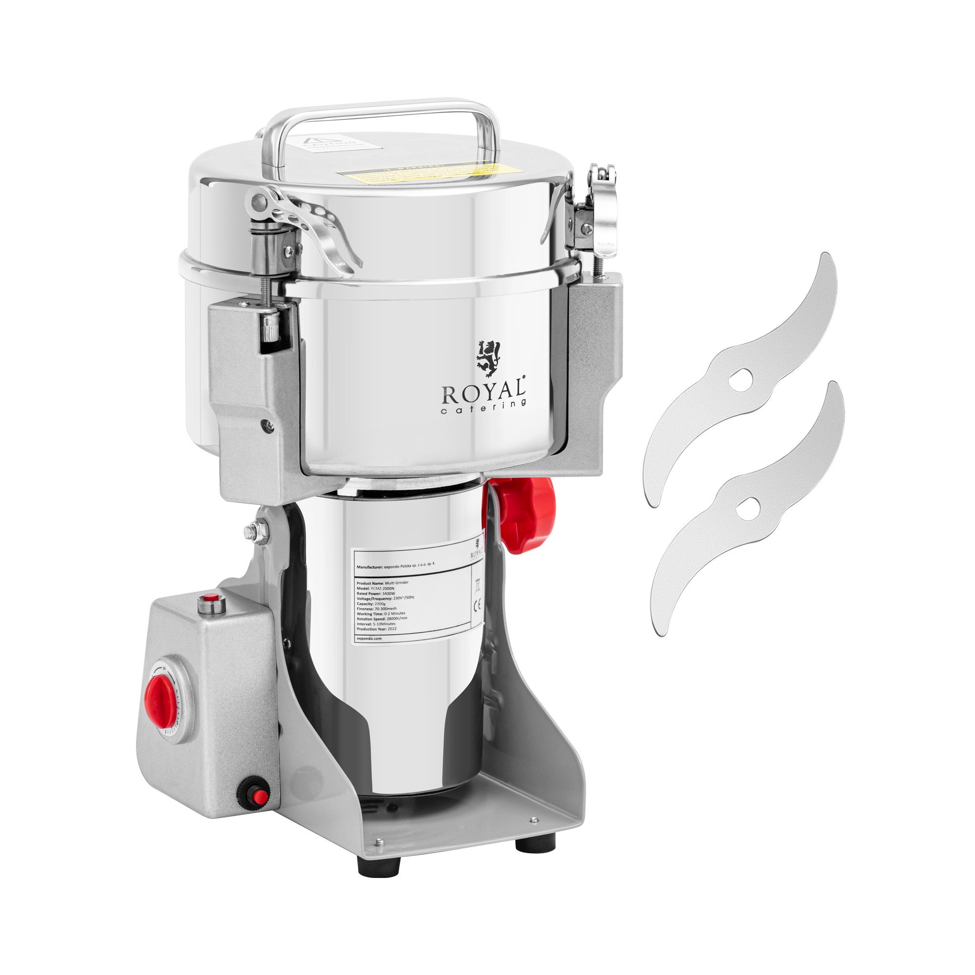 Royal Catering Gewürzmühle elektrisch Multi-Zerkleinerer Kräuter 2kg Pfeffer Zimt Kaffee Nüsse Strom