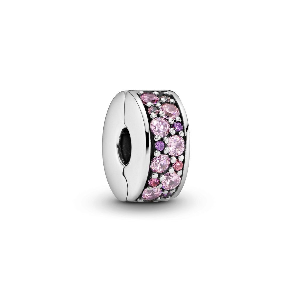 Charm-Einhänger Pandora silber Clip rosa Steine 791817PCZ