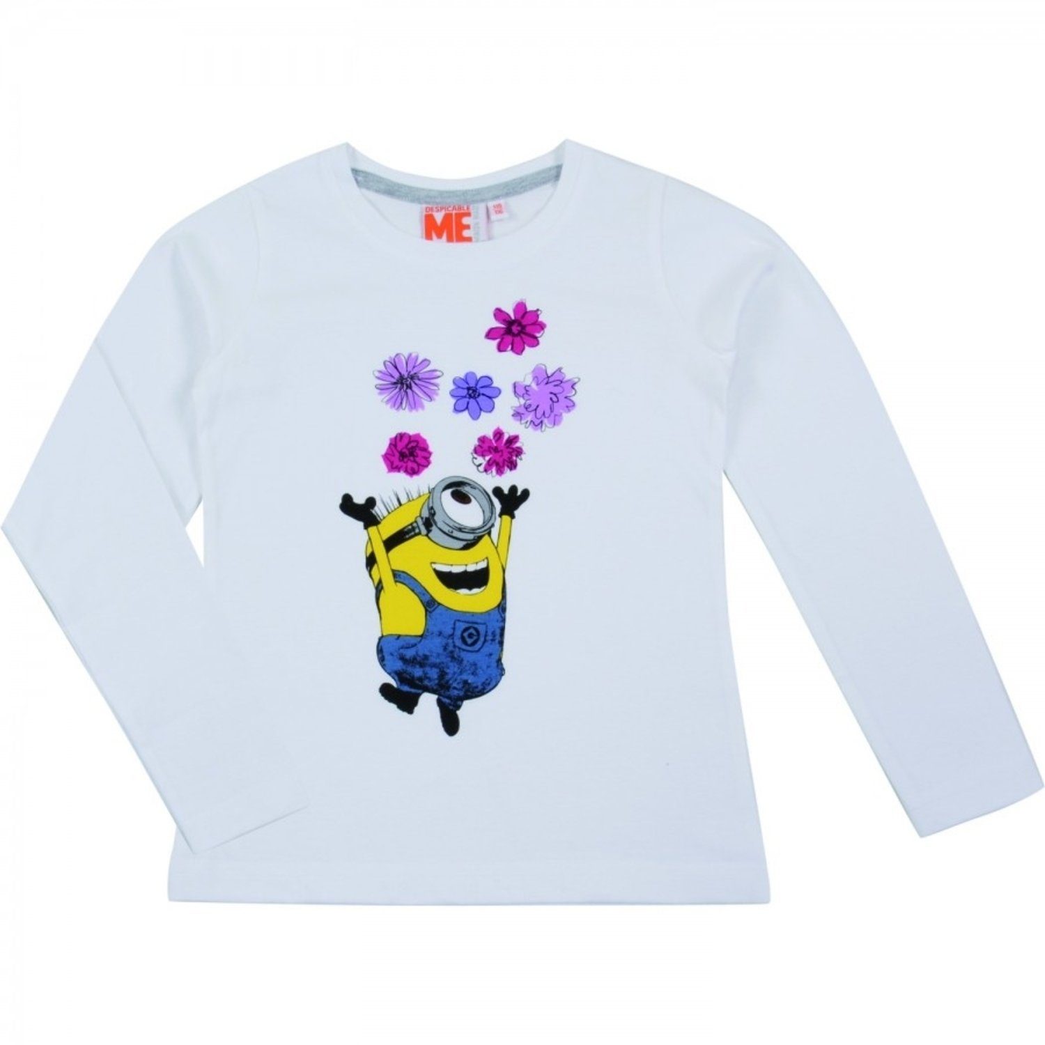 United Labels® Sweatshirt Blümchen Pullover langärmlig Mädchen Weiß Kinder - Minions für