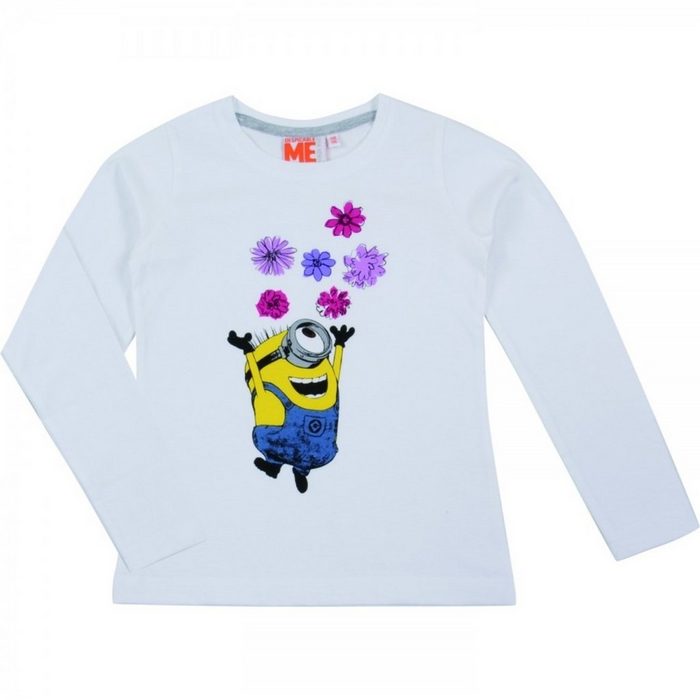 United Labels® Sweatshirt Minions Pullover für Mädchen - Blümchen Sweatshirt Shirt langärmlig Kinder Weiß