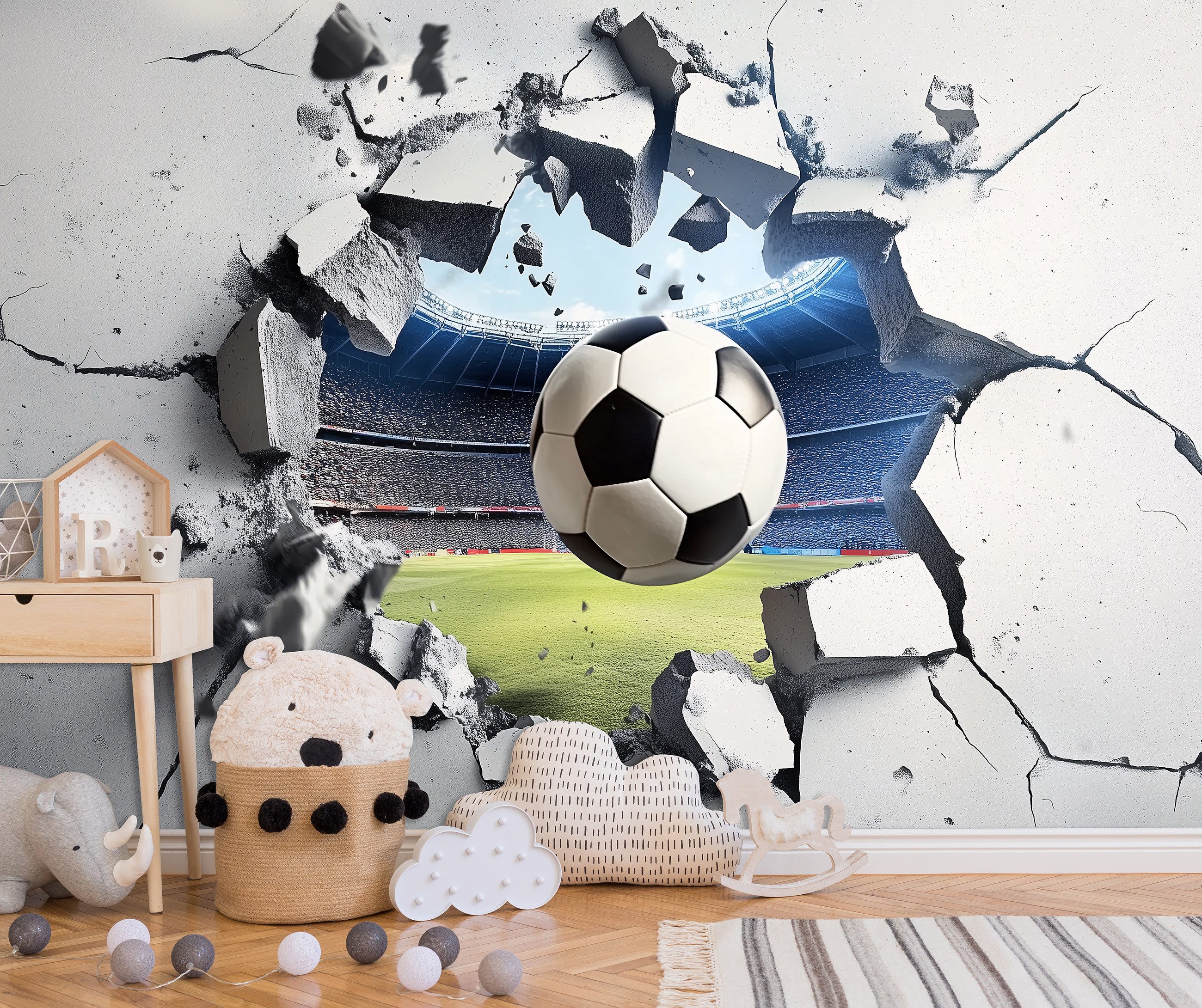 Wallarena Fototapete Kinderzimmer Fußball Junge Kinder Vlies Tapete Wandtap günstig online kaufen