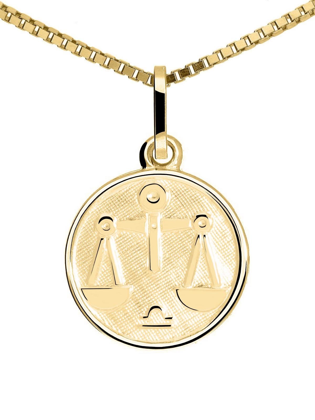 My Gold Sternzeichenanhänger Damen & Kinder Sternzeichen Anhänger Gold 333 WAAGE - Zodiac round (Set, 1-tlg., inkl. Schmuckbox), Geschenke
