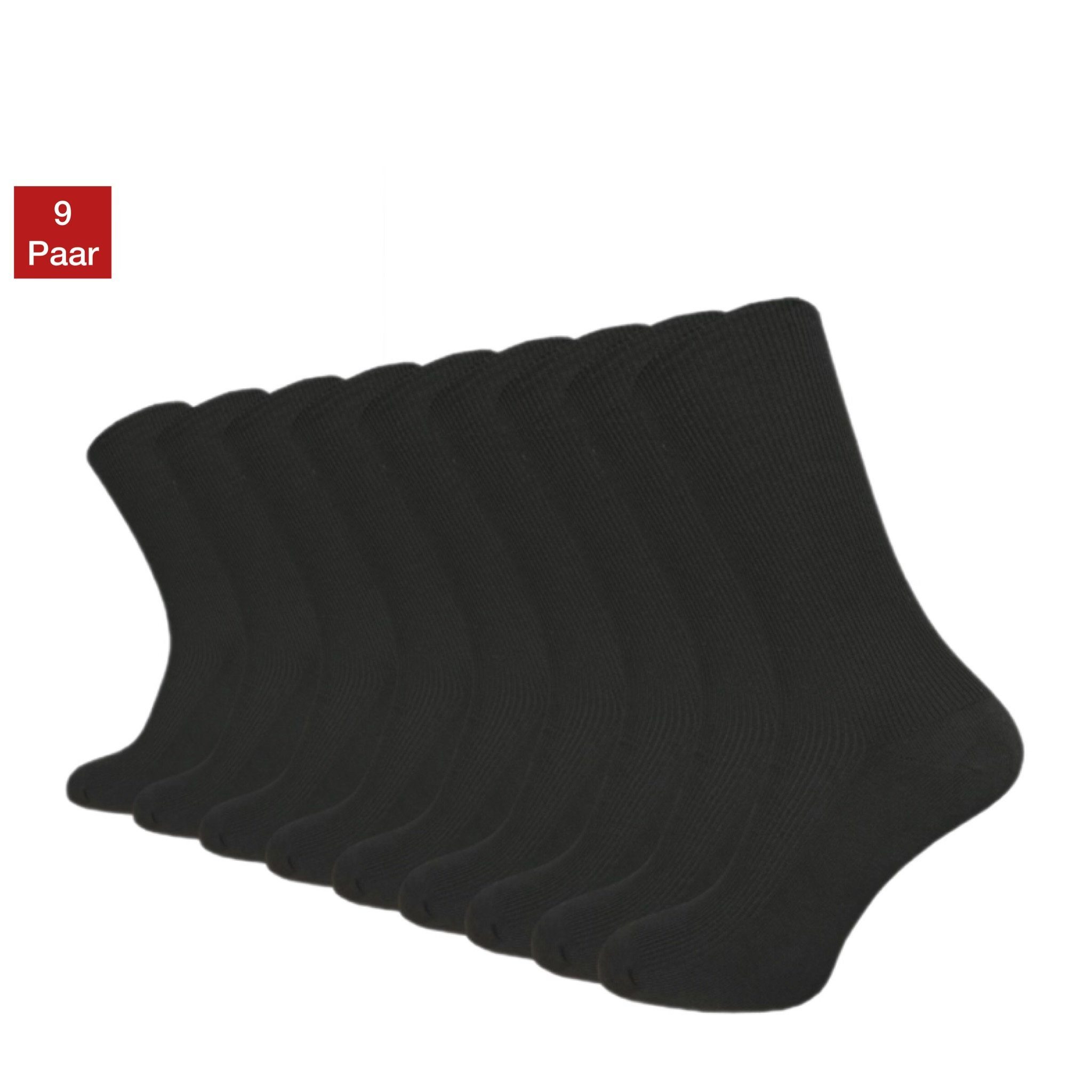 NERS Diabetikersocken für Damen und Herren ohne Gummibund, angenehm weich (9-Paar) ohne drückende Naht, hochwertige Baumwolle