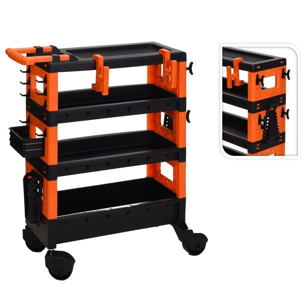 FX-Tools 4 mit Werkzeugwagen Schwarz Orange Rollwagen Fächern und