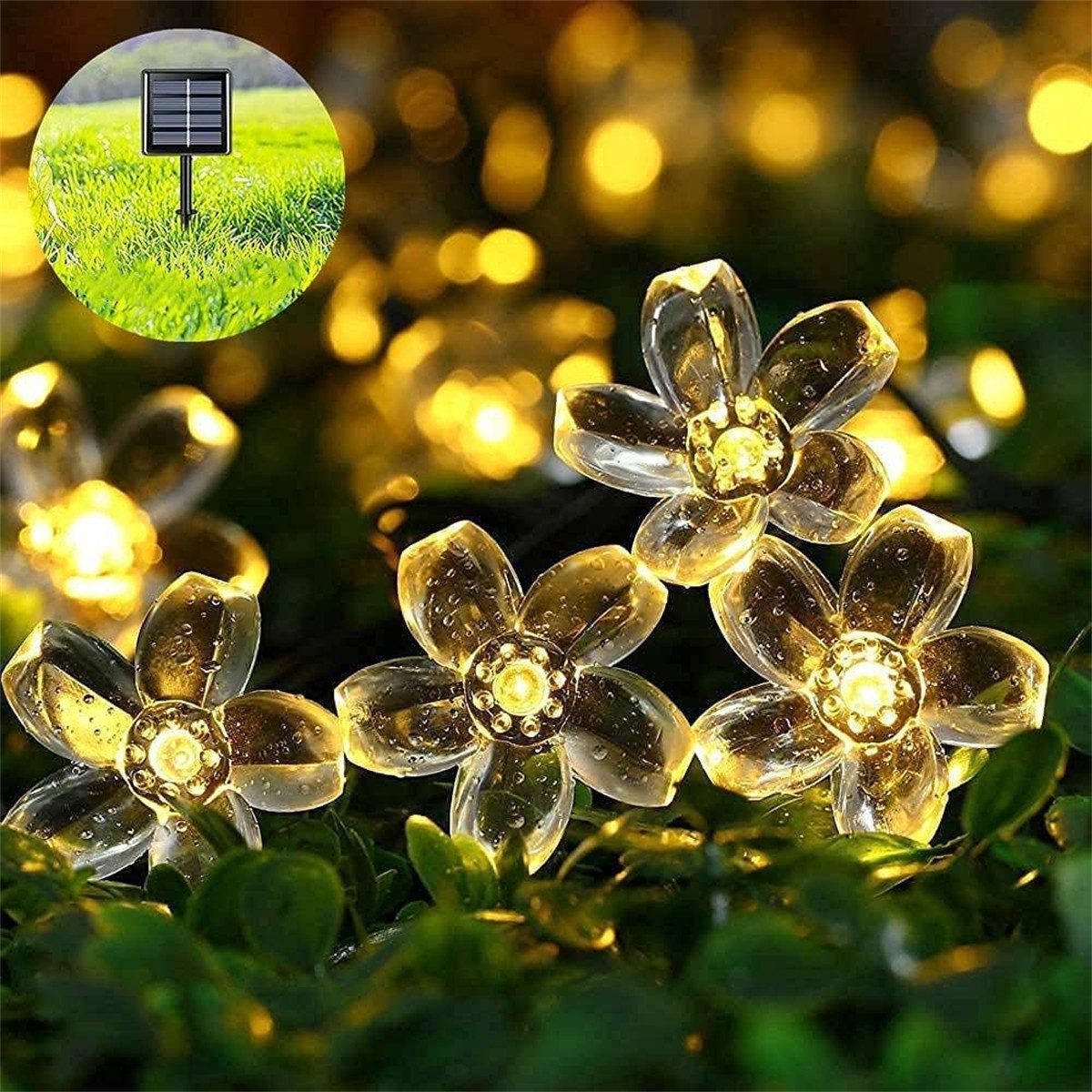 XDOVET LED Solarleuchte Lichterketten Außen Garten 7M 50 LED Lichterkette B günstig online kaufen