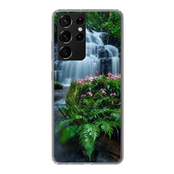 MuchoWow Handyhülle Ein schöner Wasserfall inmitten der dichten Vegetation des Phu Hin Phone Case Handyhülle Samsung Galaxy S21 Ultra Silikon Schutzhülle