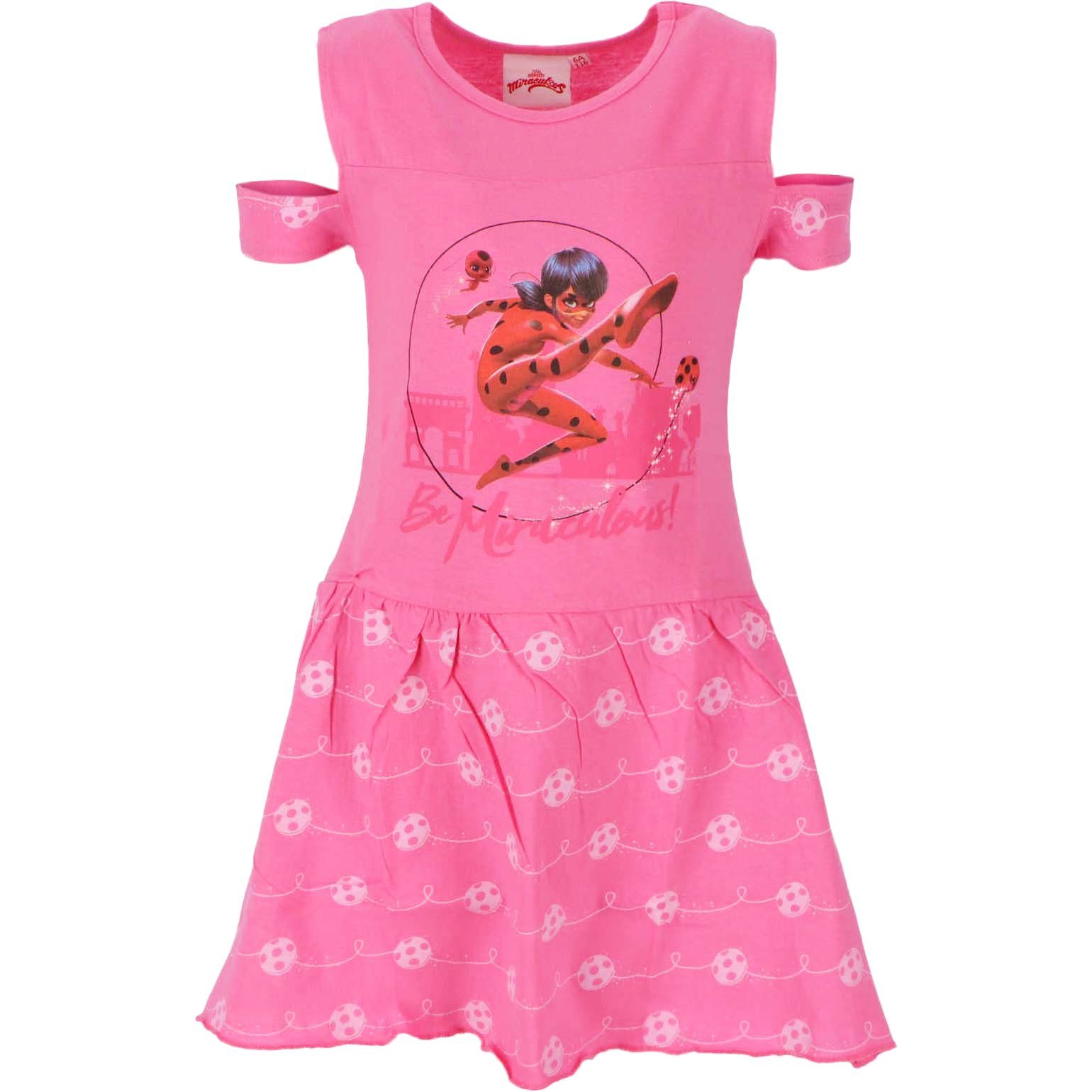 Miraculous - Ladybug Sommerkleid Ladybug Kinder Mädchen Kleid Gr. 98 bis 128, 100% Baumwolle