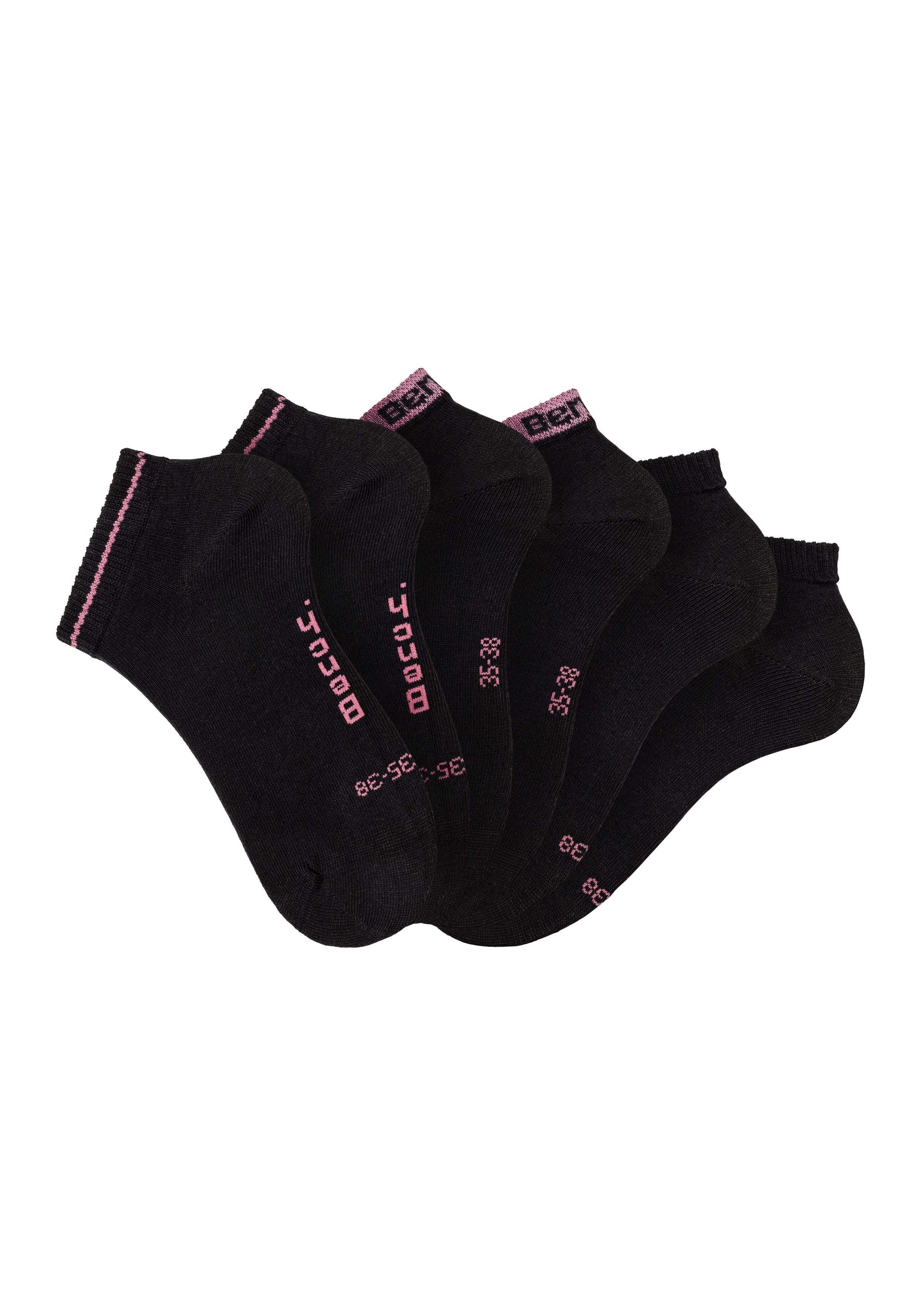 Bench. Sneakersocken Kurzsocken Damen ohne Frottee, weicher Bundabschluss (Packung, 6-Paar, Gr. 35-38 bis 39-42) mit unterschiedlichen Designs
