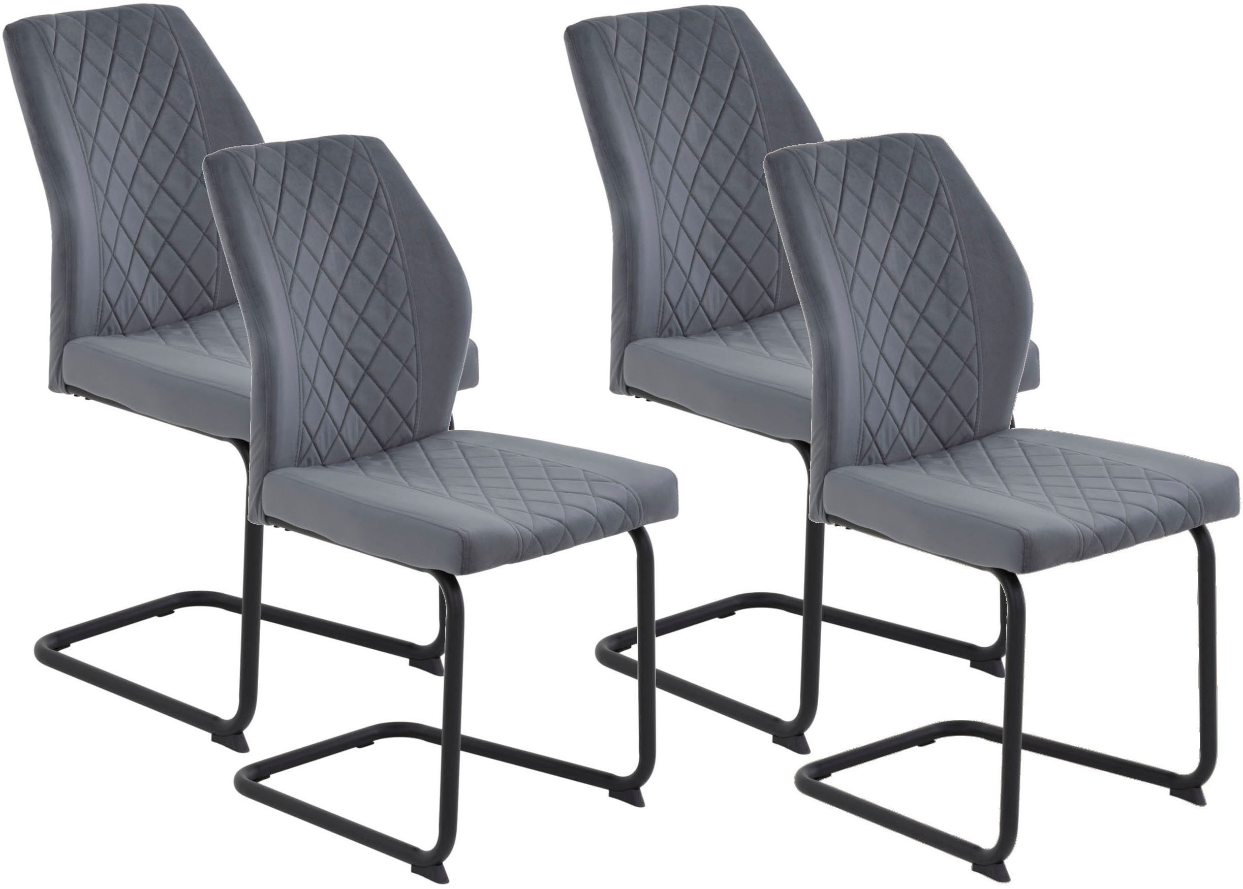 HELA Freischwinger OSLO (Set, 4 St), Freischwinger,Rautensteppung,Microfaser Samtvelour,140kg belastbar